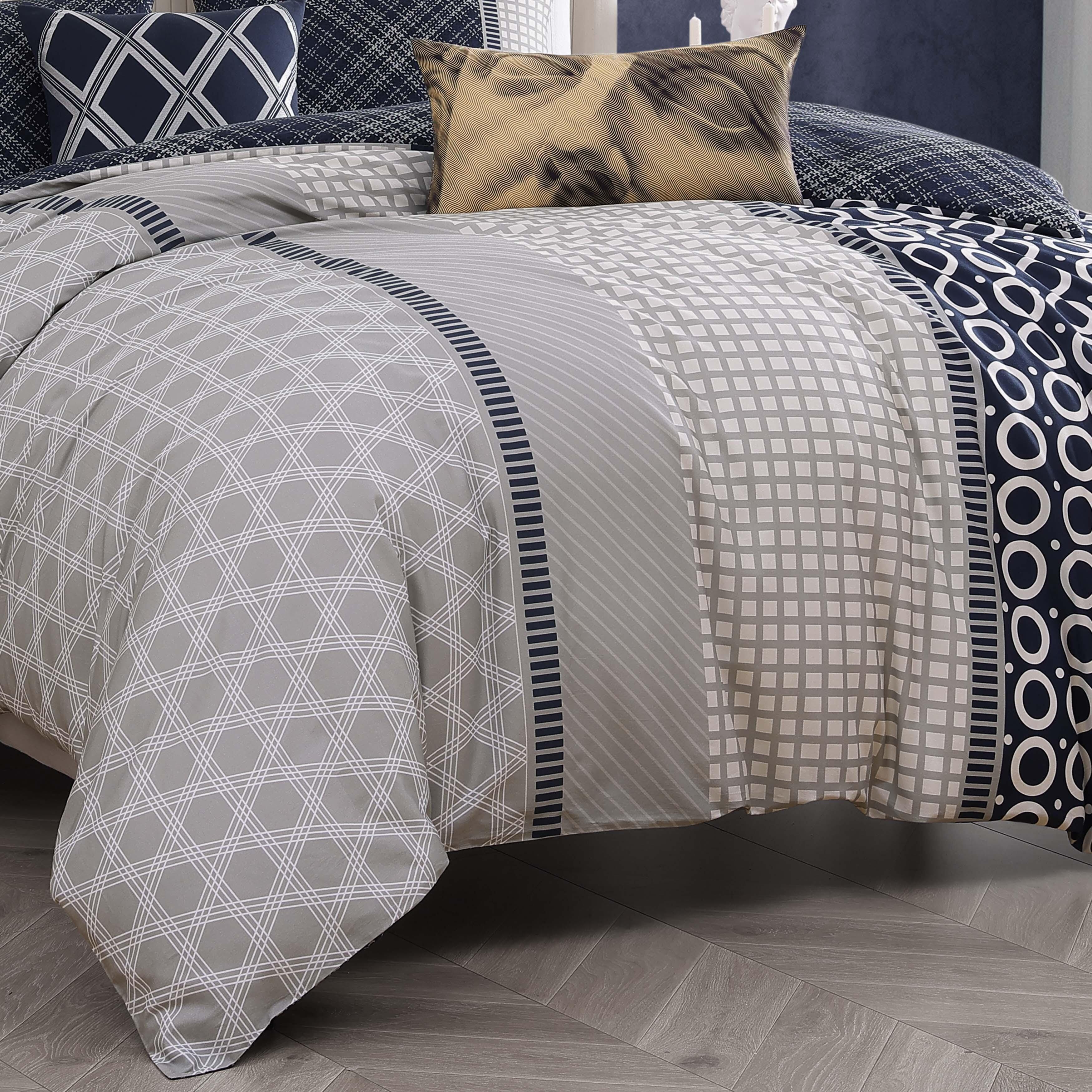 Bebejan Vertigeo 5-Piece Queen Reversible Comforter Set, Navy, large