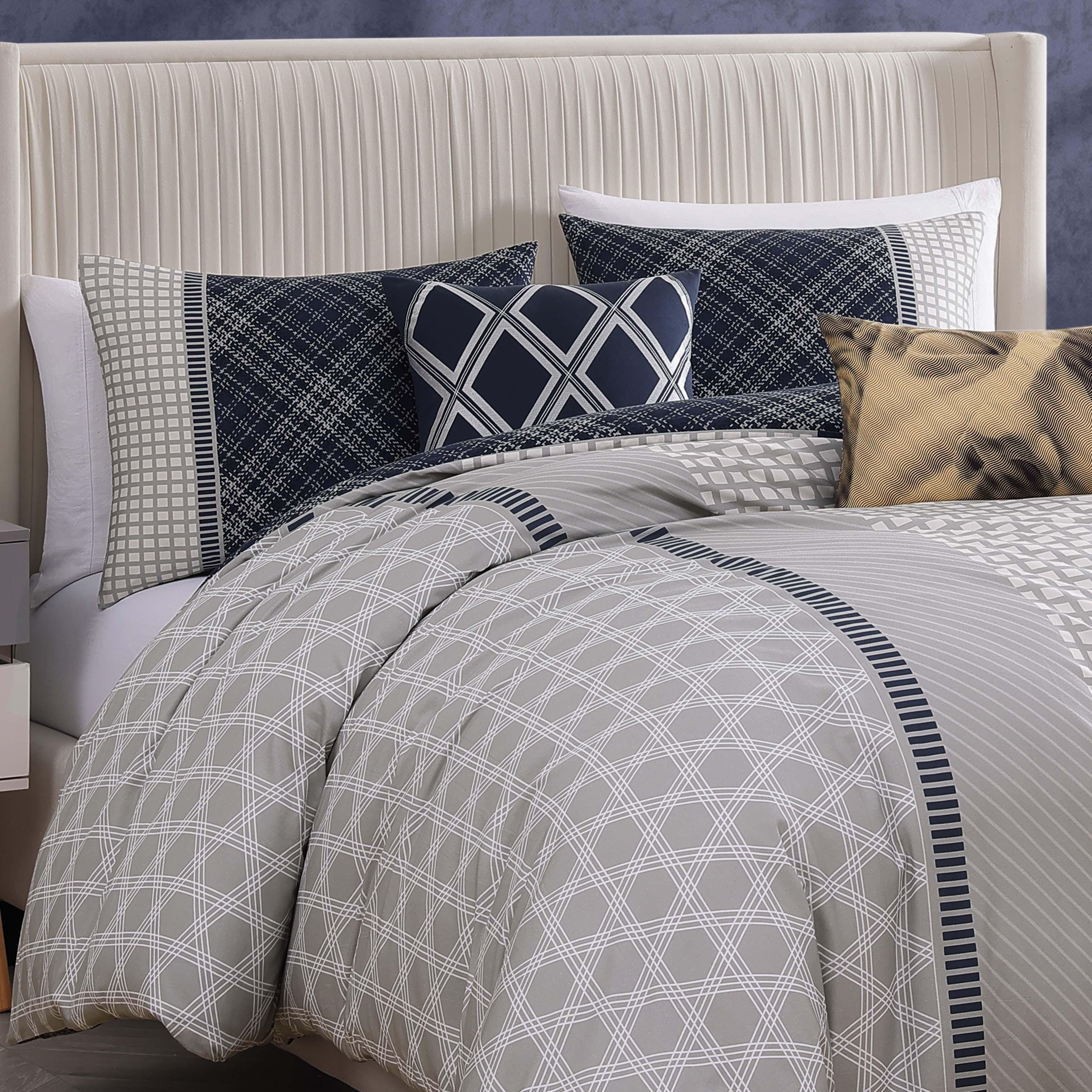 Bebejan Vertigeo 5-Piece King Reversible Comforter Set, Navy, large