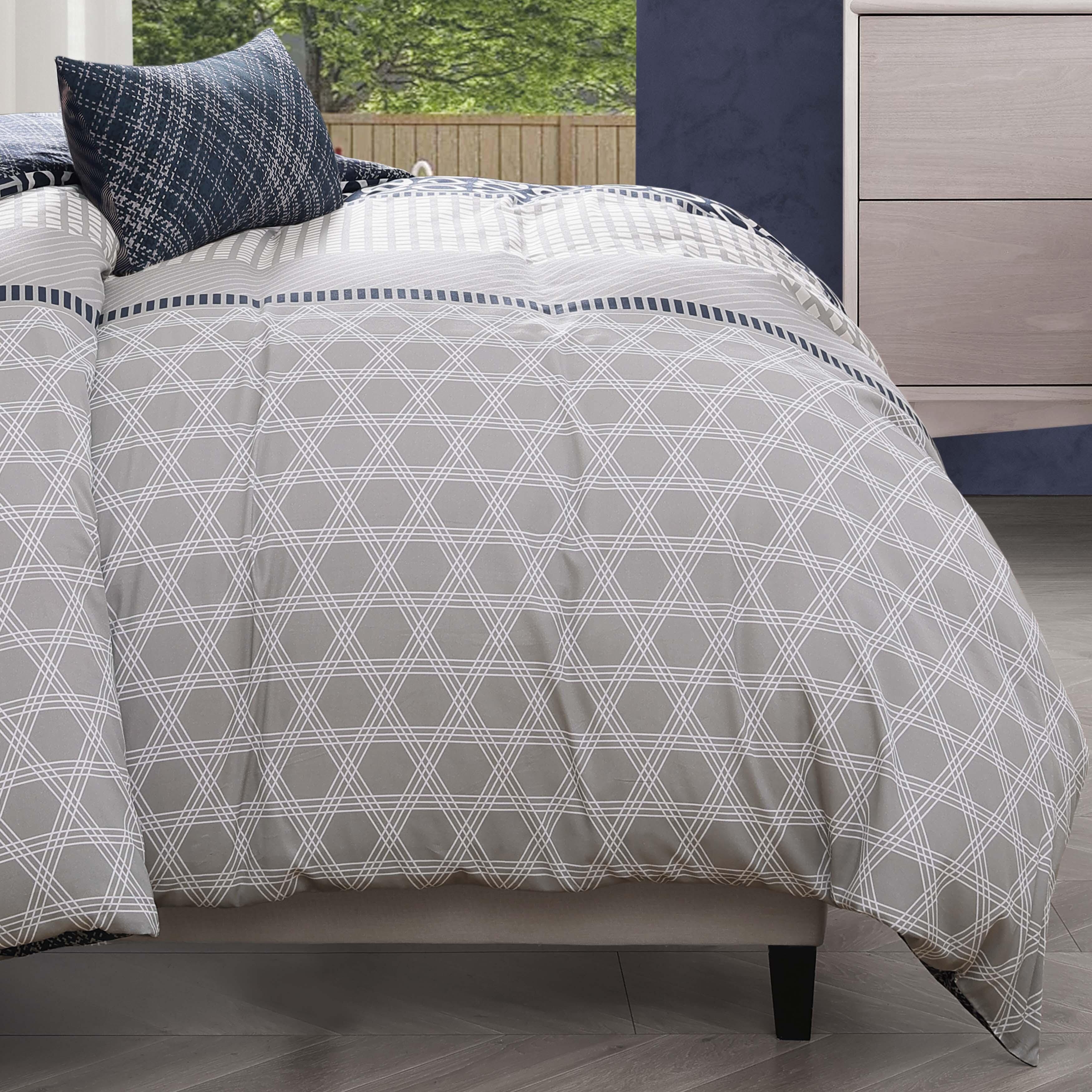 Bebejan Vertigeo 5-Piece King Reversible Comforter Set, Navy, large