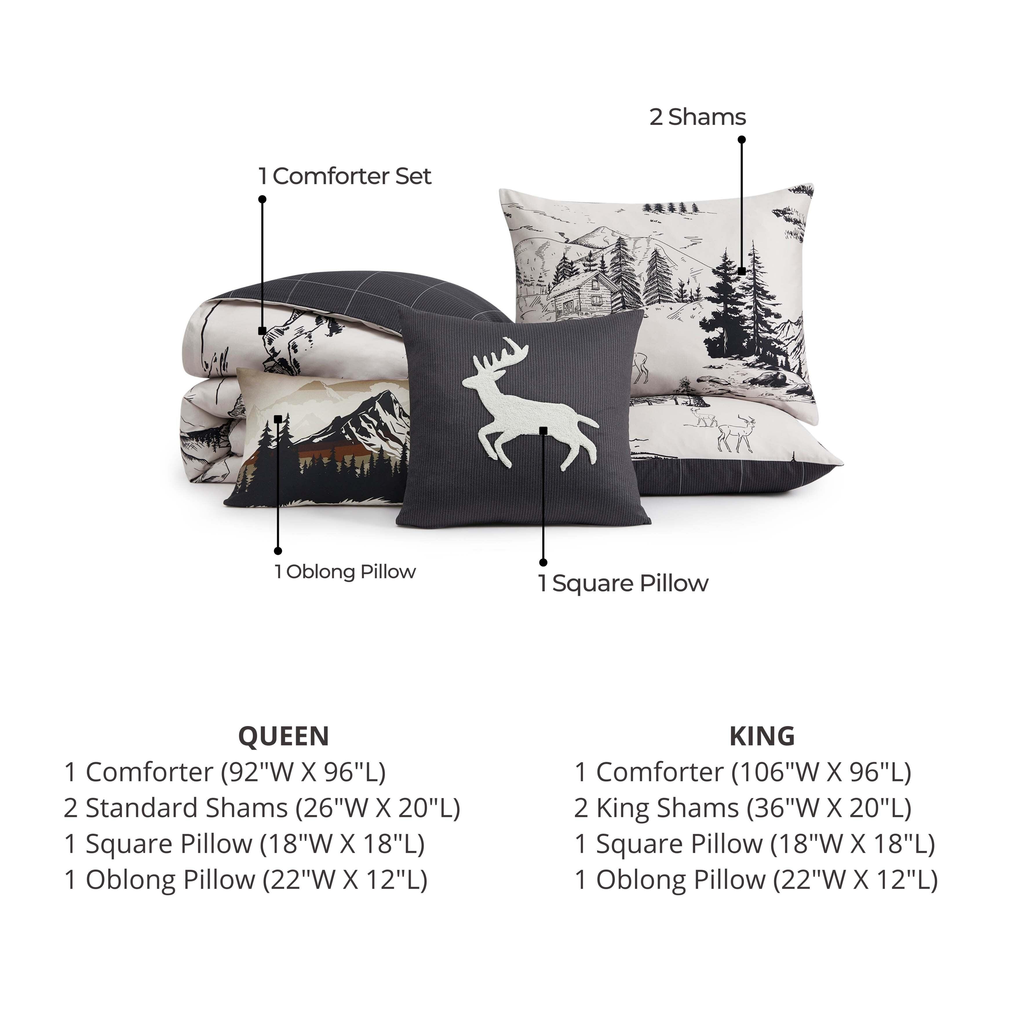 Bebejan Rocky Mountains 5-Piece King Comforter Set, Ivory, large