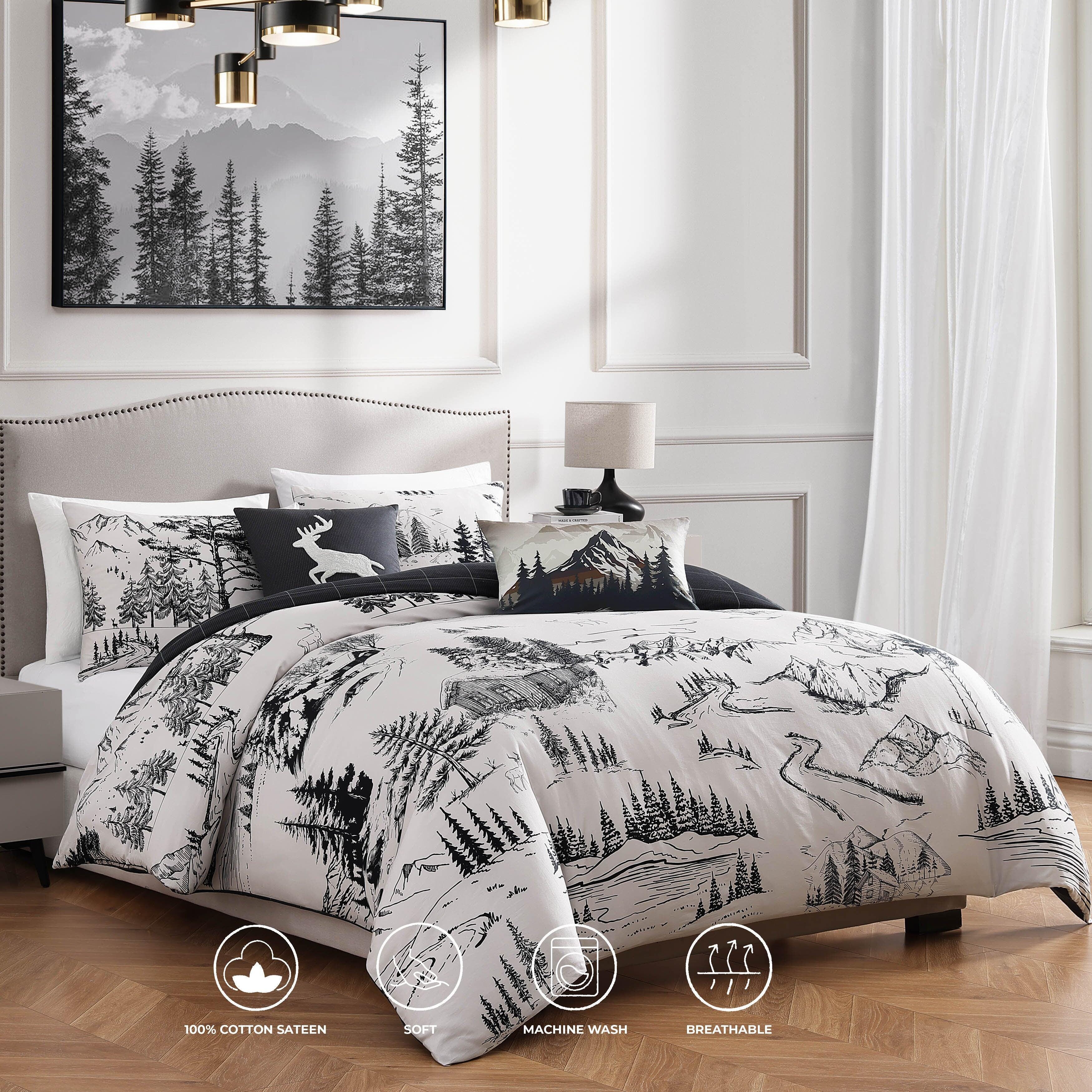 Bebejan Rocky Mountains 5-Piece King Comforter Set, Ivory, large
