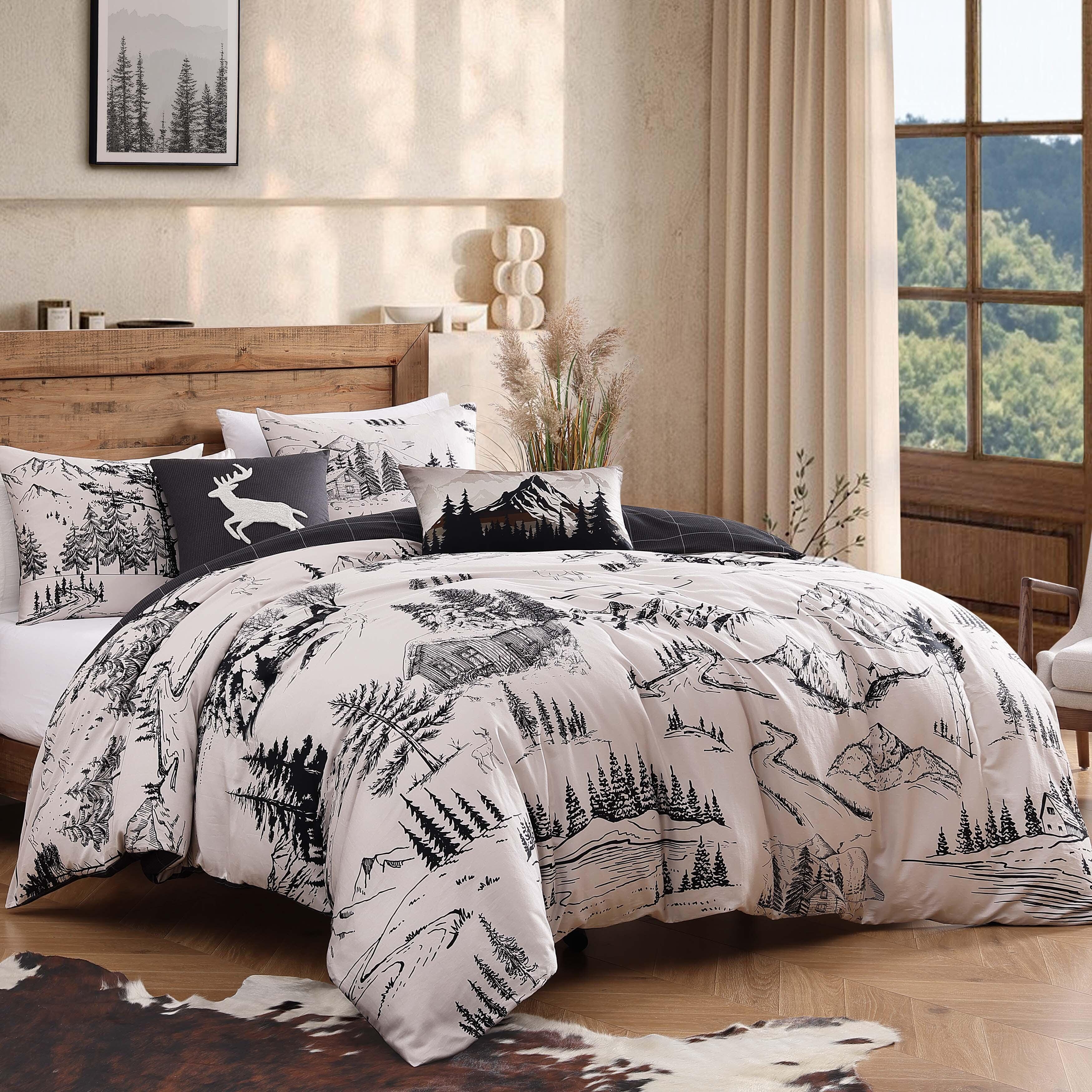 Bebejan Rocky Mountains 5-Piece Queen Comforter Set, Ivory, large