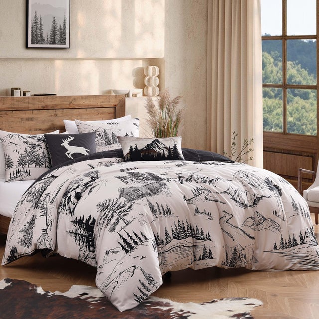 Bebejan Rocky Mountains 5-Piece Queen Comforter Set, Ivory