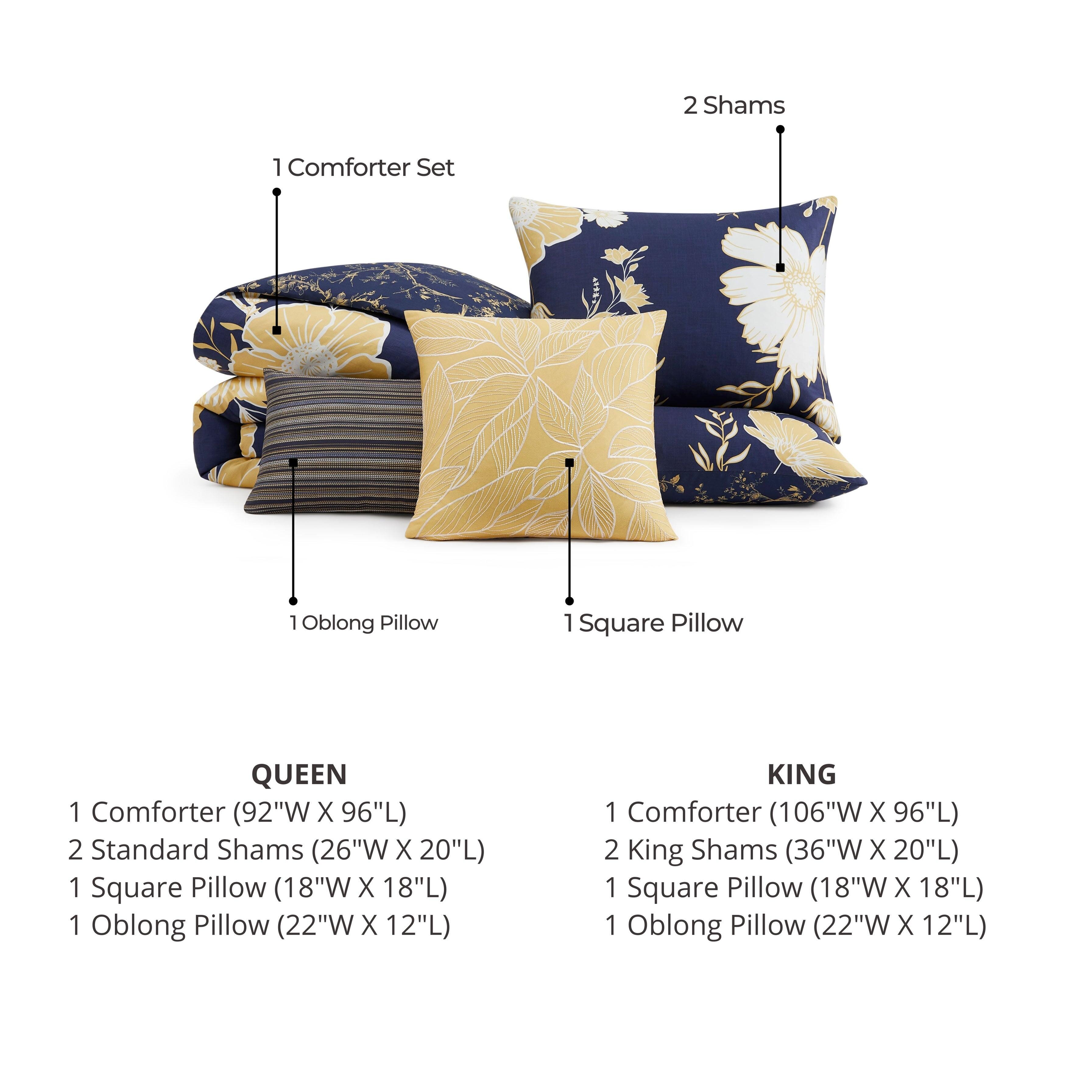 Bebejan Sunglow 5 Piece Queen Comforter Set, Blue, large