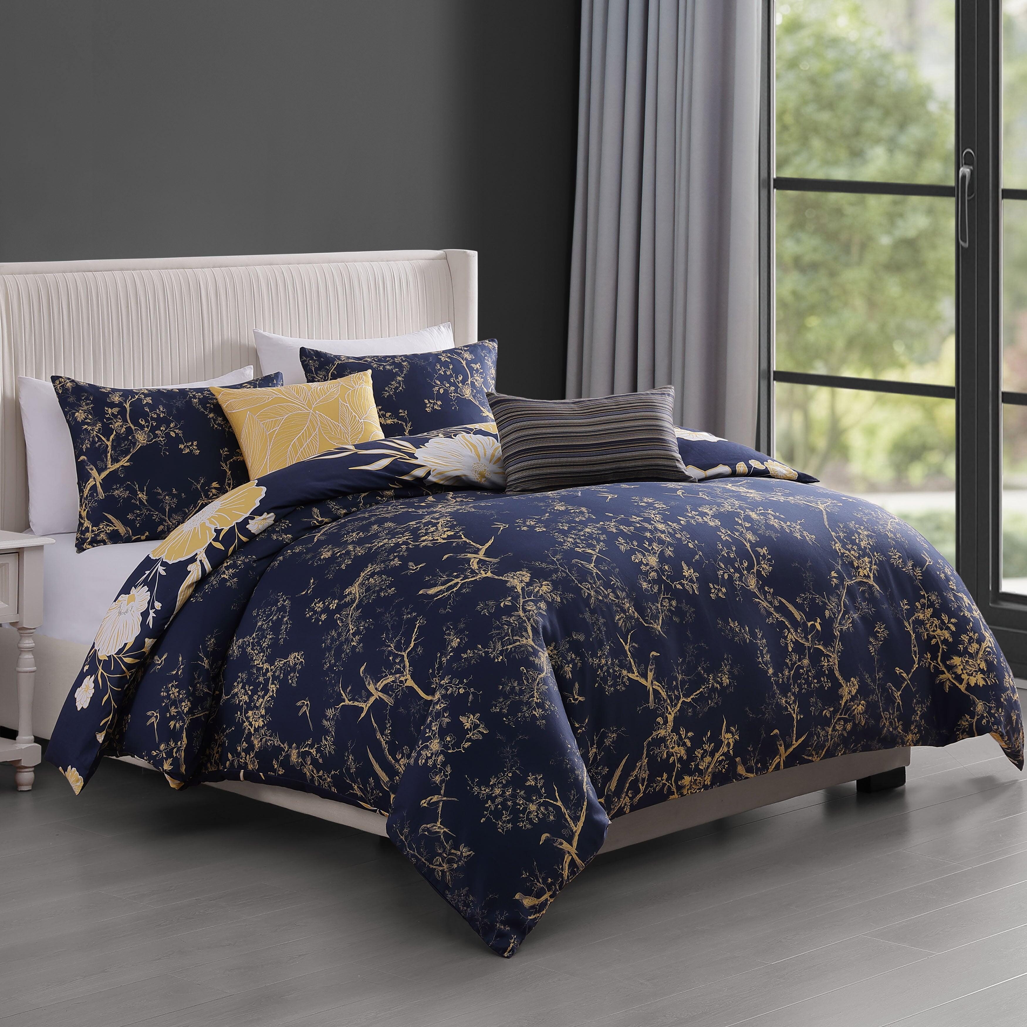 Bebejan Sunglow 5 Piece Queen Comforter Set, Blue, large
