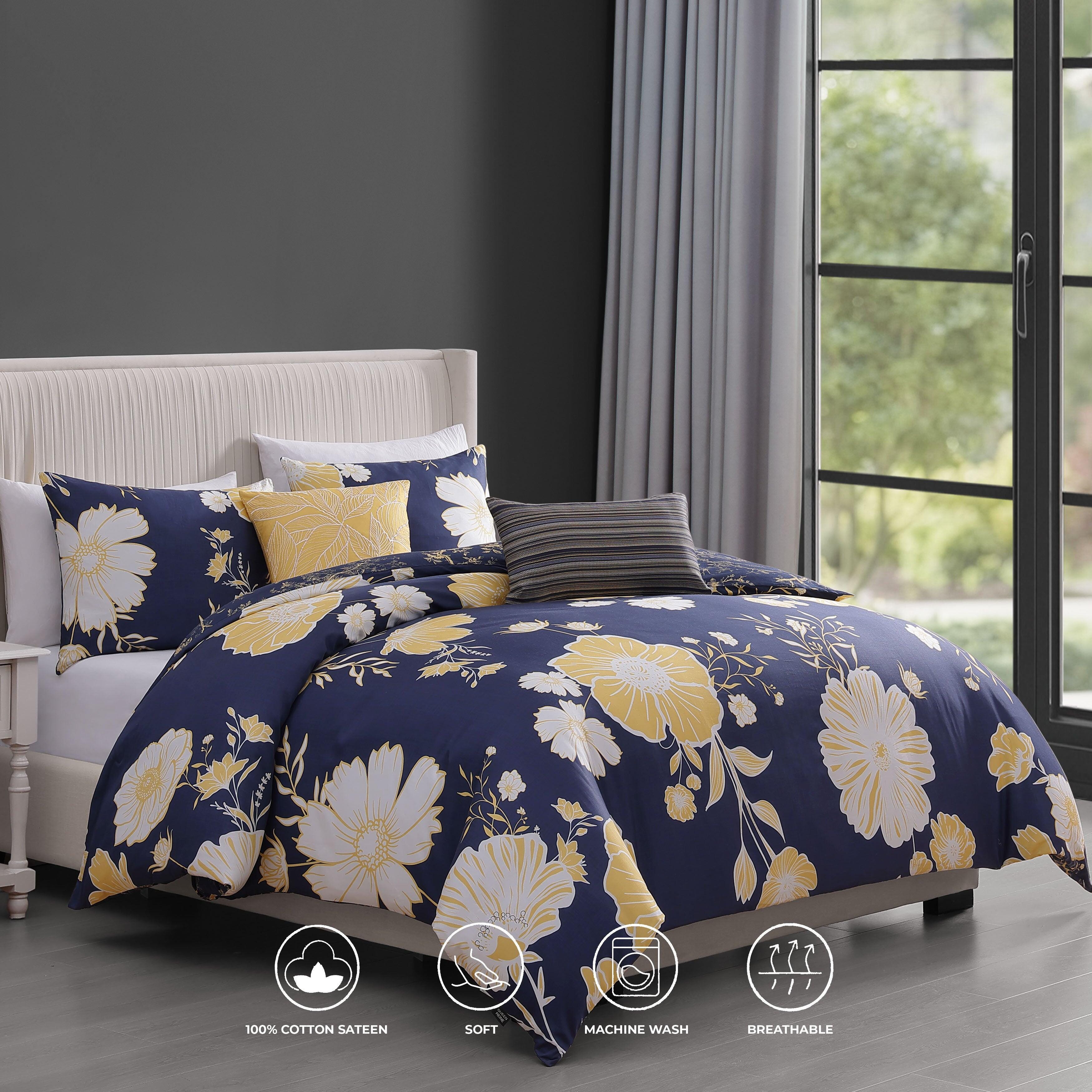 Bebejan Sunglow 5 Piece Queen Comforter Set, Blue, large