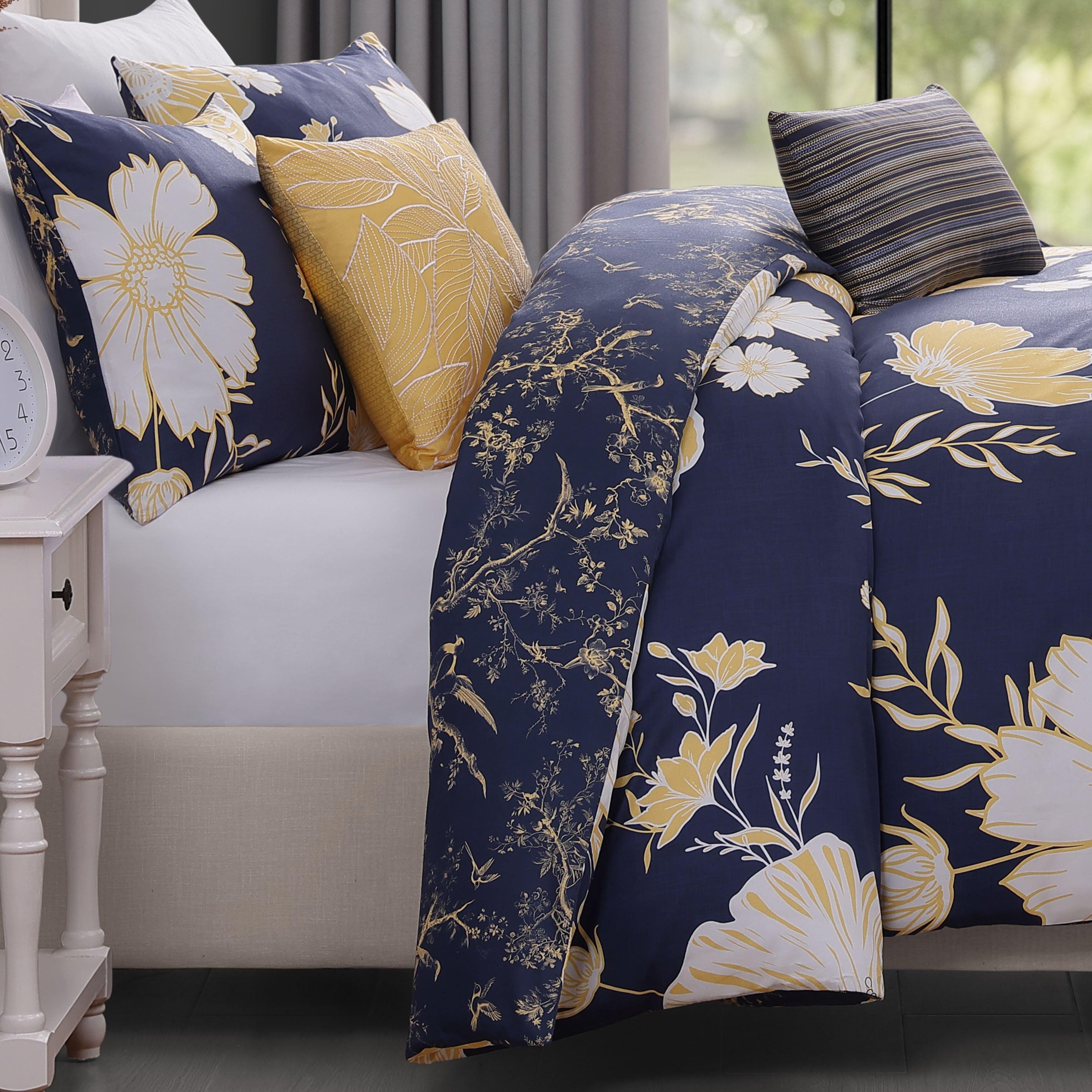 Bebejan Sunglow 5 Piece Queen Comforter Set, Blue, large