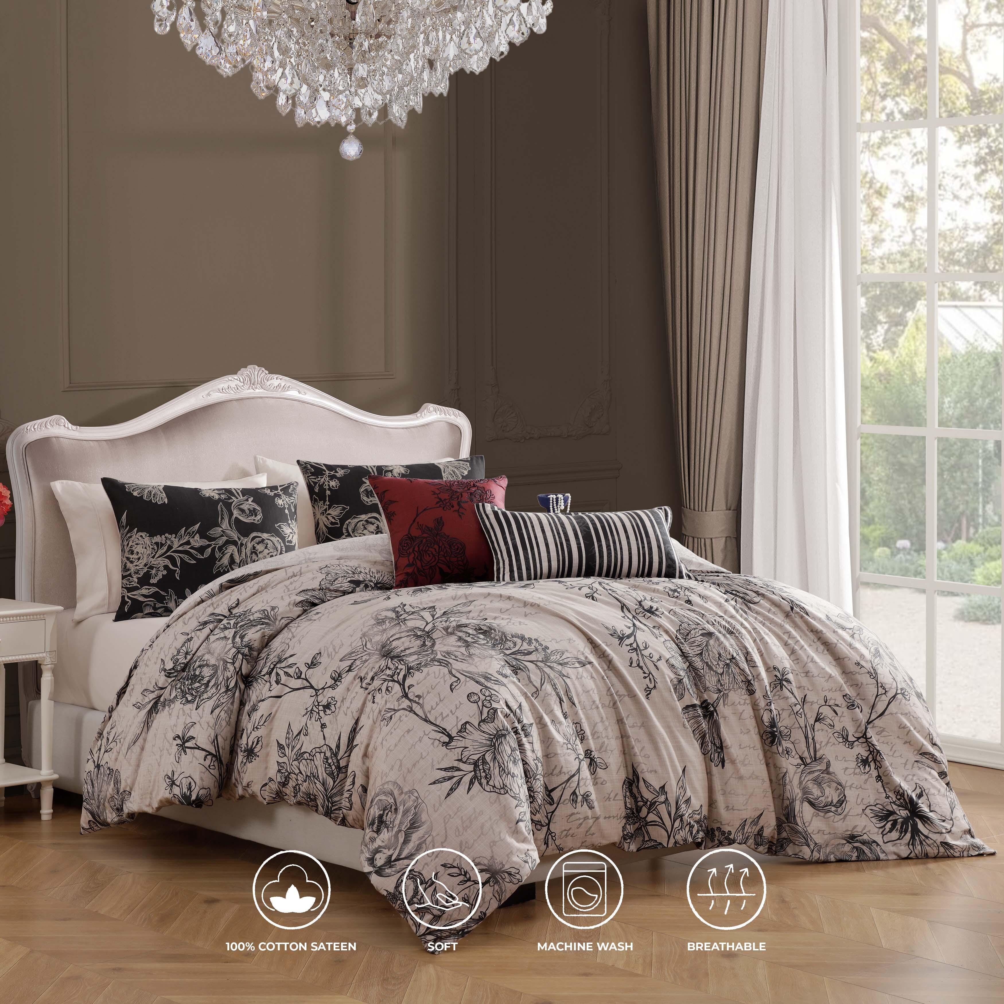 Bebejan French Linen 5 Piece King Reversible Comforter Set, Tan, large