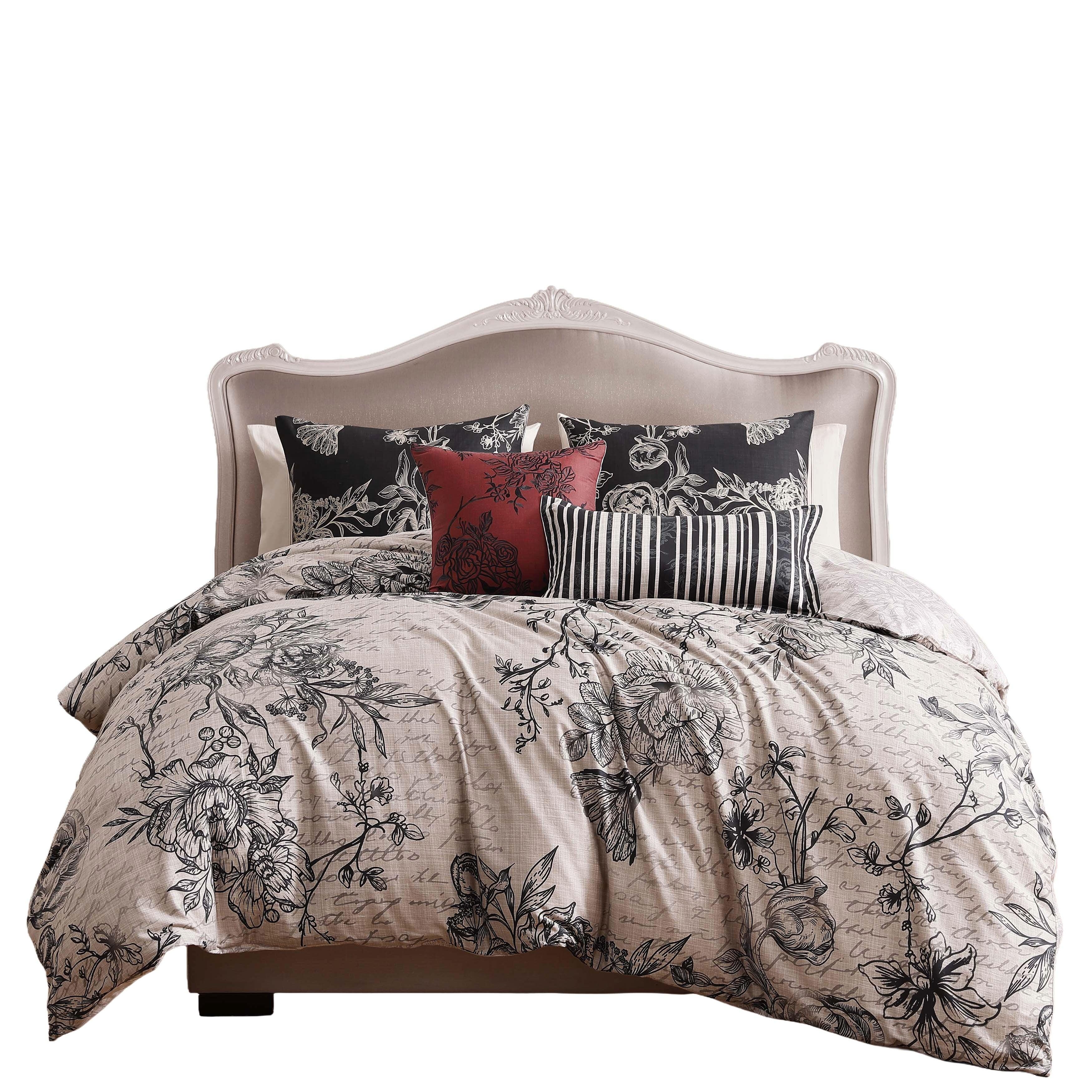 Bebejan French Linen 5 Piece Queen Reversible Comforter Set, Tan, rollover