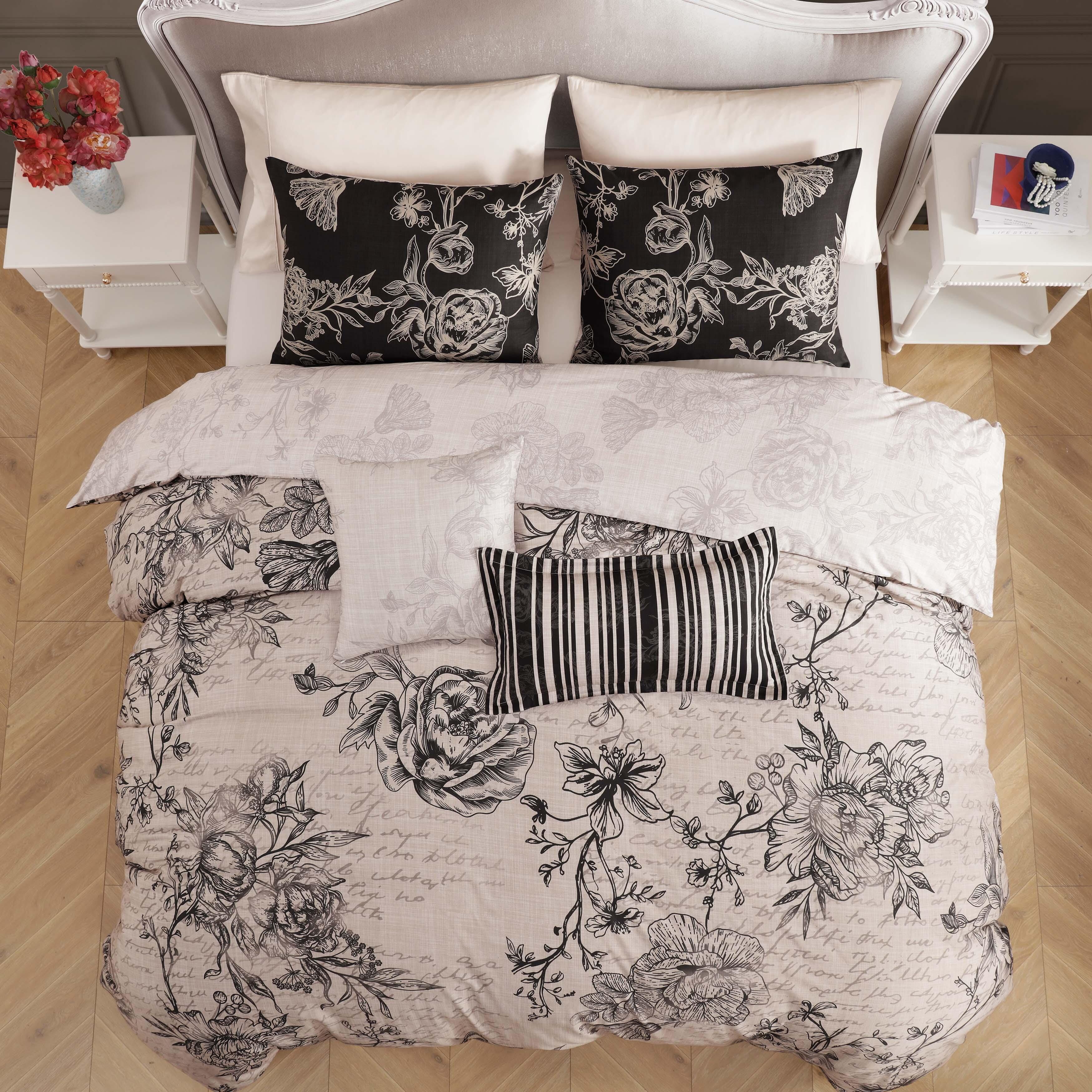 Bebejan French Linen 5 Piece Queen Reversible Comforter Set, Tan, large