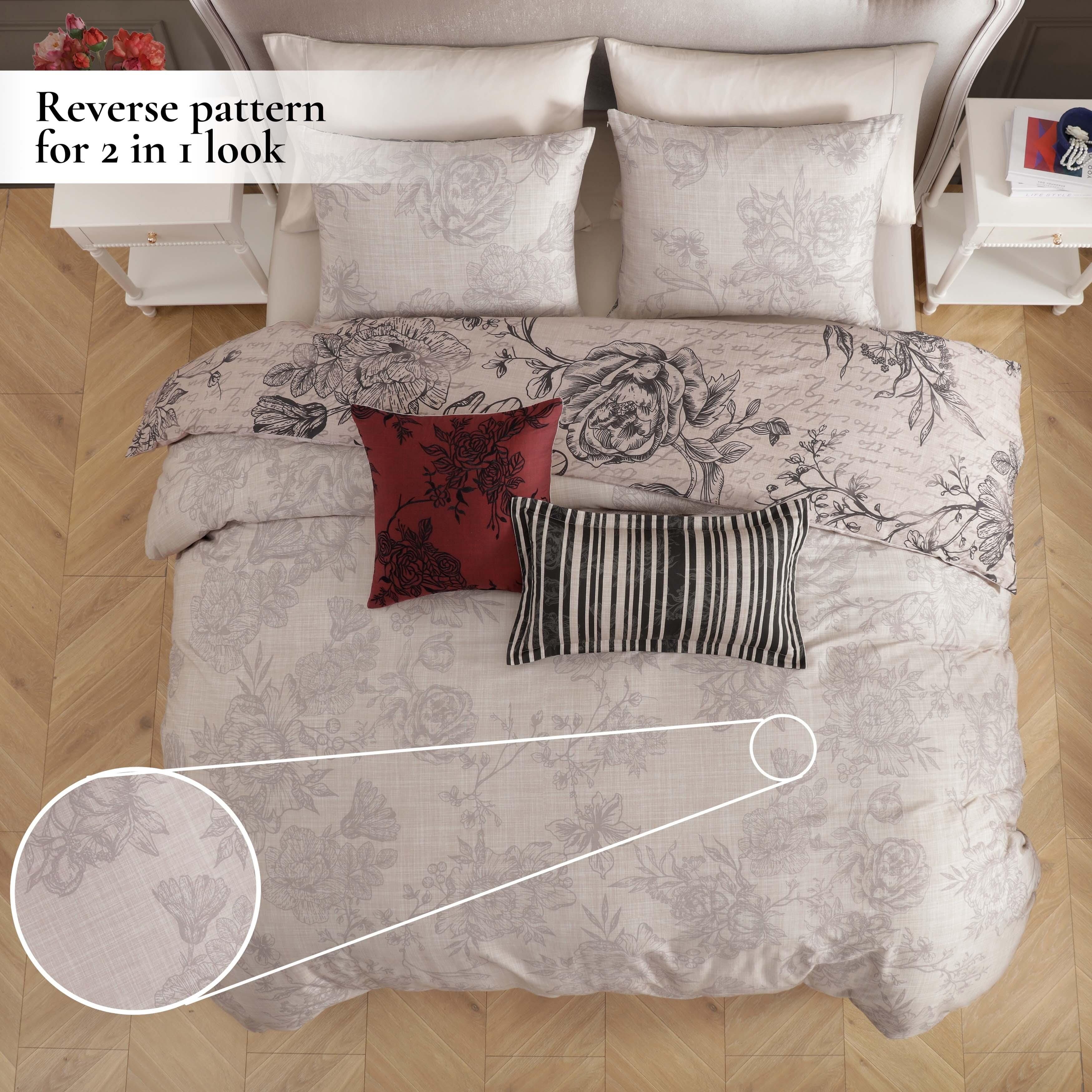 Bebejan French Linen 5 Piece Queen Reversible Comforter Set, Tan, large