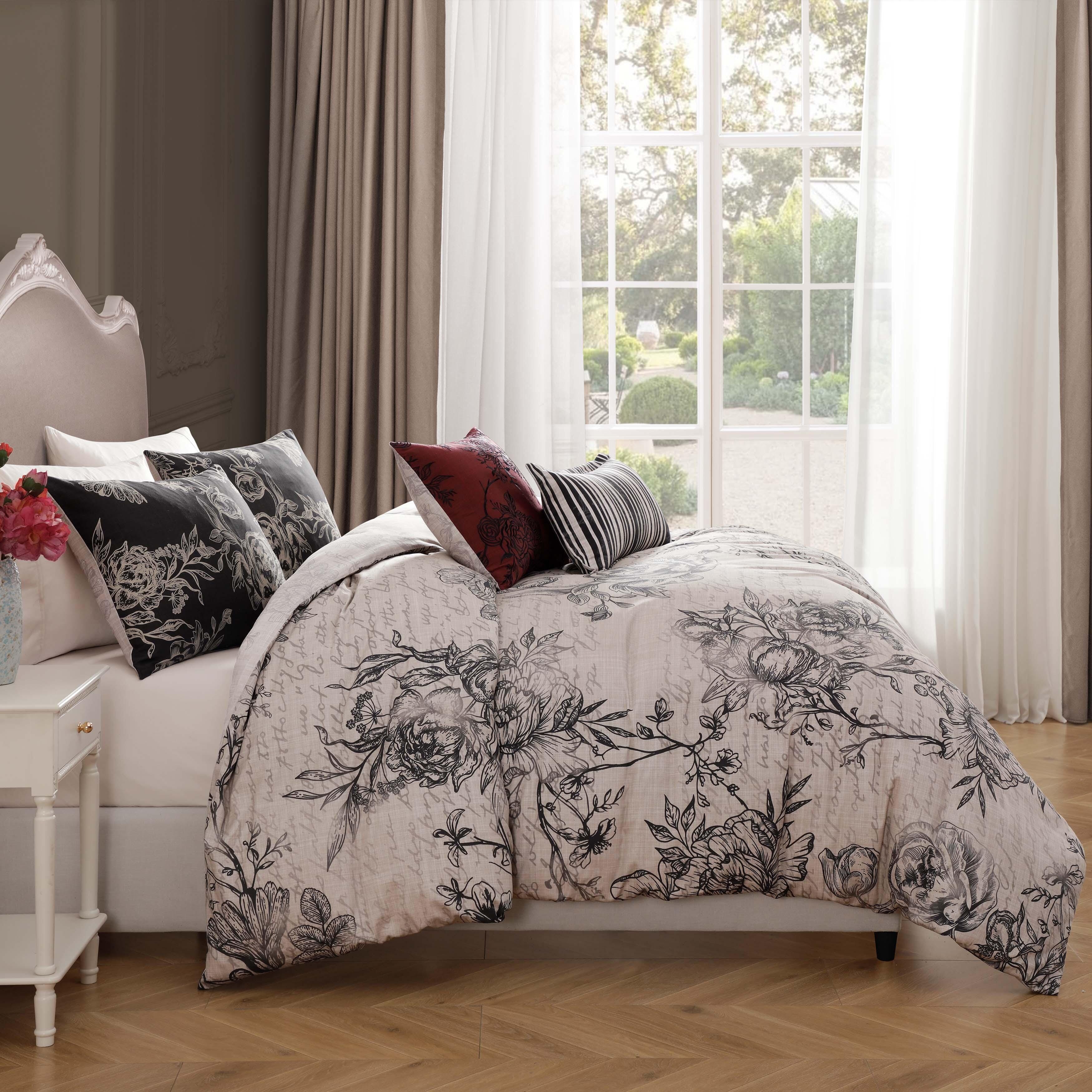 Bebejan French Linen 5 Piece Queen Reversible Comforter Set, Tan, large