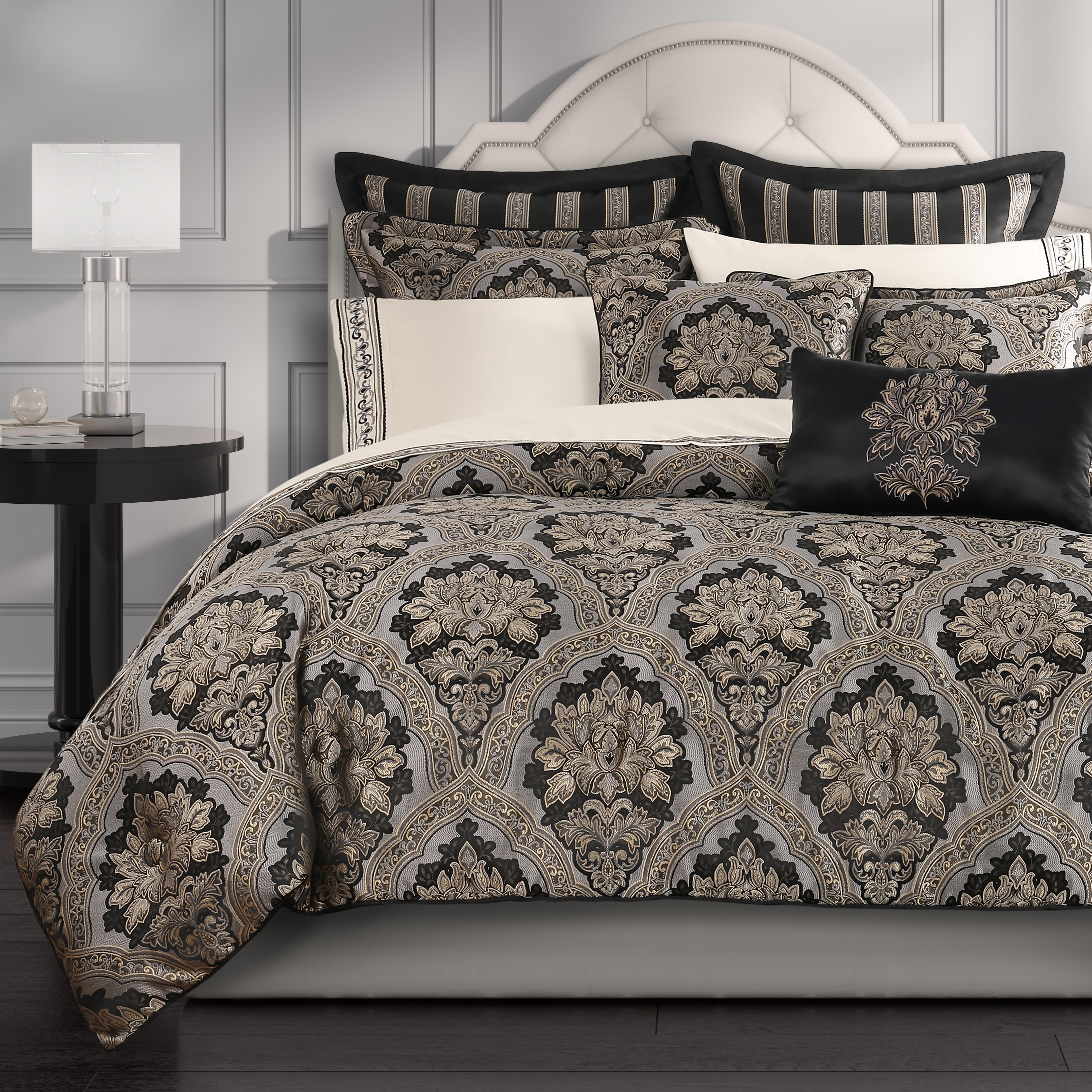 Five Queens Court Harriman 4 Piece King Comforter Set, Black, large