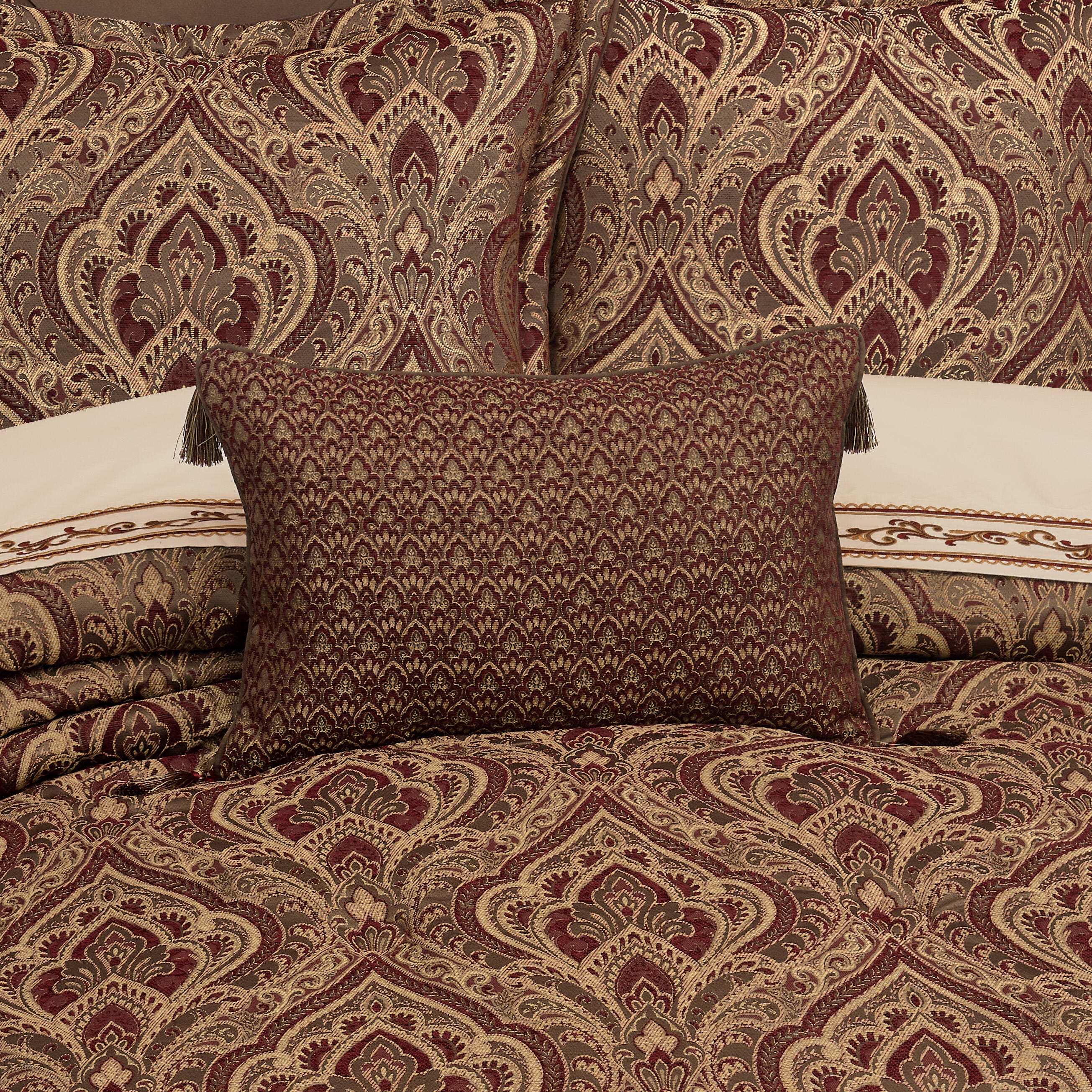 Five Queens Court Odette Damask Decorative Throw Pillow, , rollover