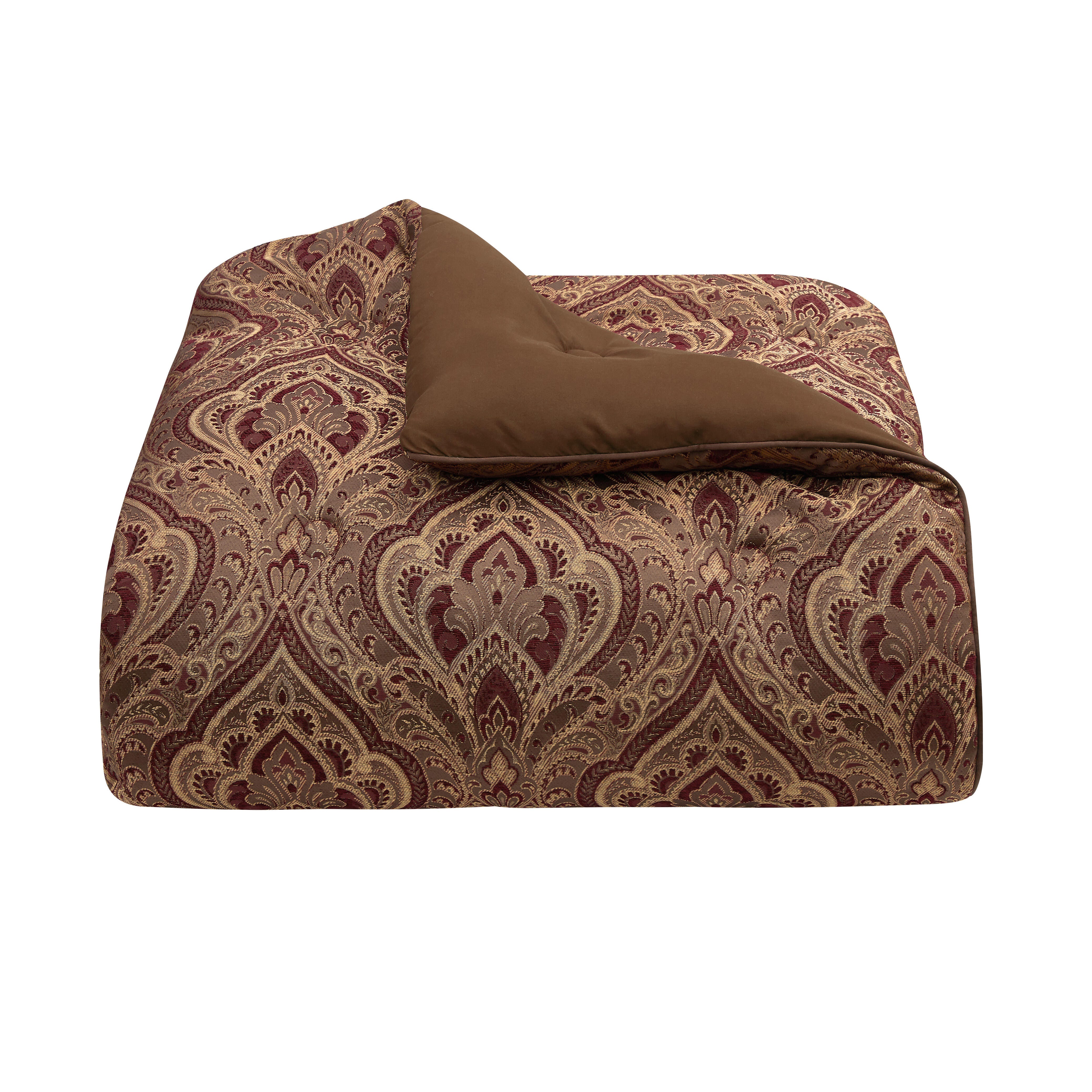 Five Queens Court Odette 4 Piece King Comforter Set, Crimson, rollover