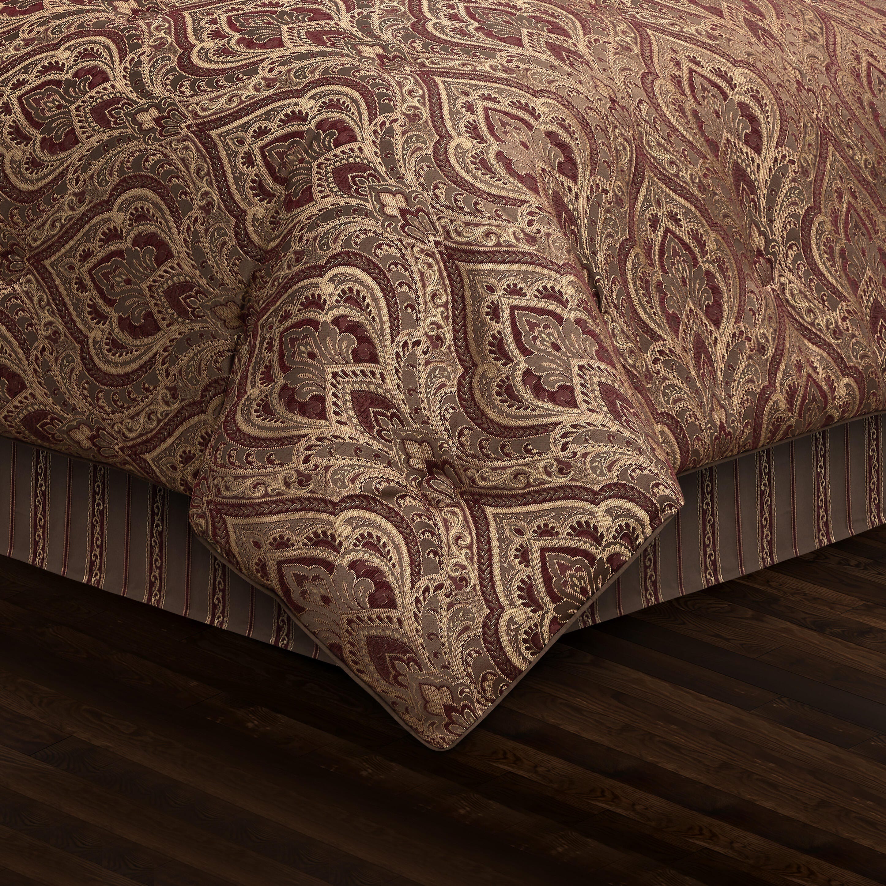 Five Queens Court Odette 4 Piece King Comforter Set, Crimson, large