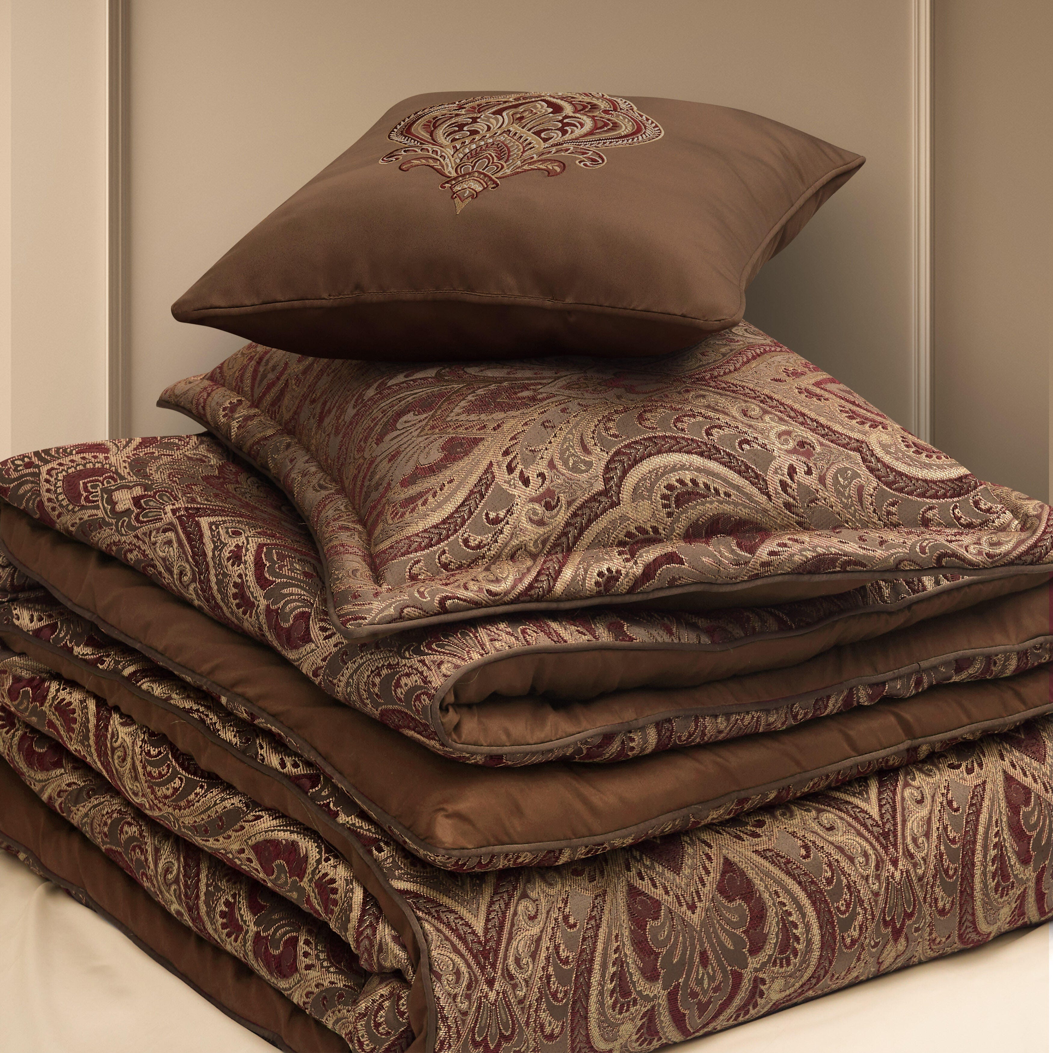 Five Queens Court Odette 4 Piece King Comforter Set, Crimson, large