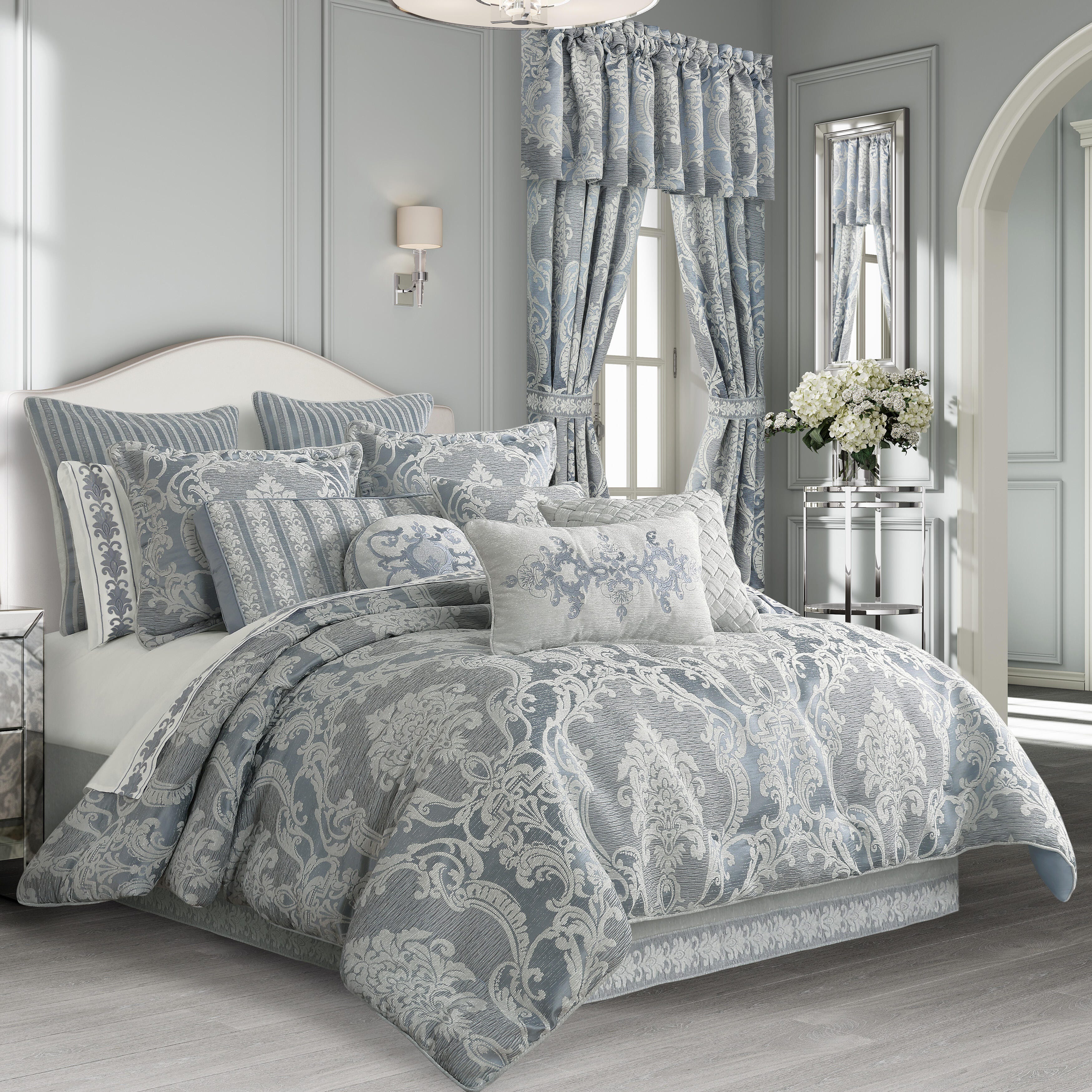 J. Queen New York Queensbury 4 Piece King Comforter Set, Steel Blue, large