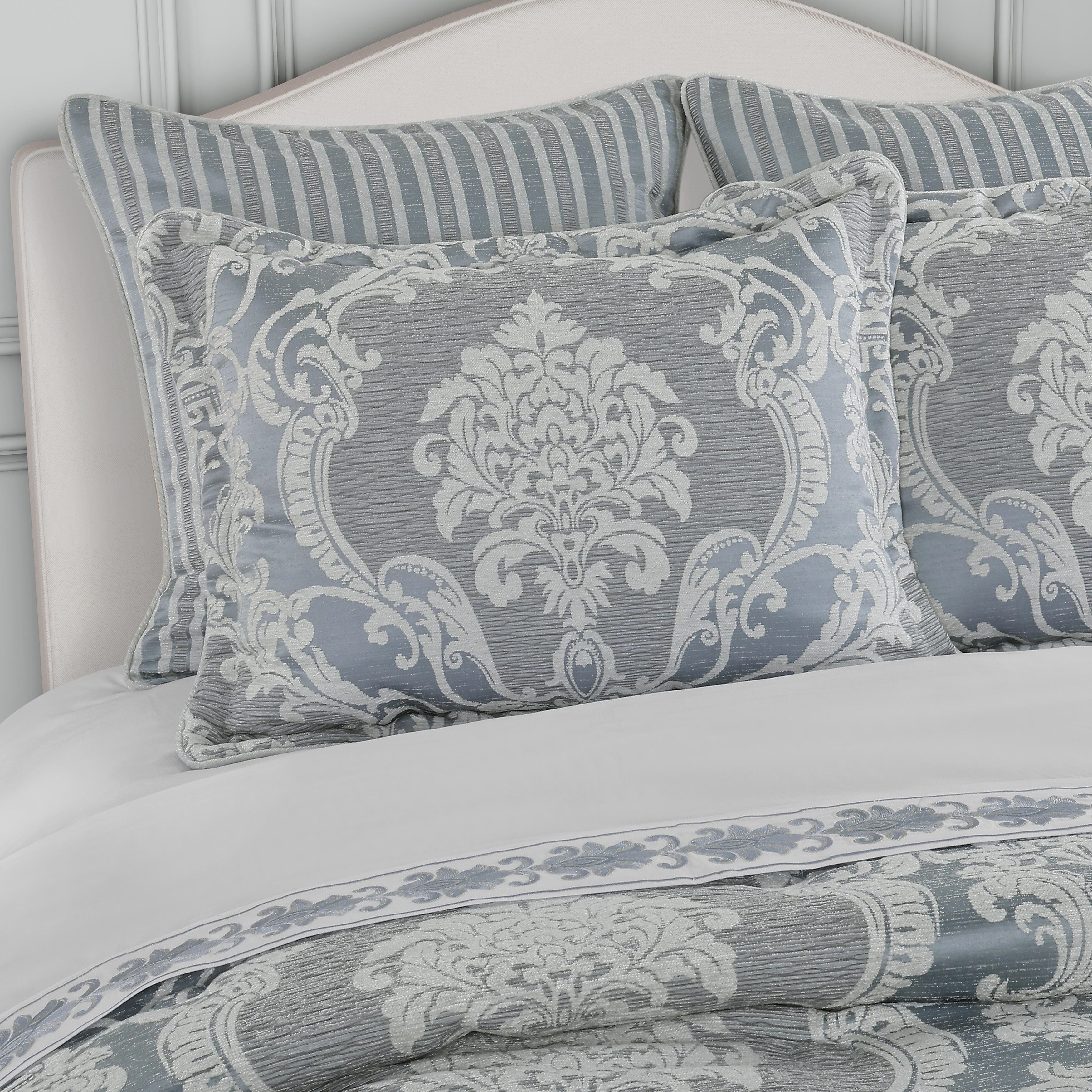 J. Queen New York Queensbury 4 Piece Queen Comforter Set, Steel Blue, large