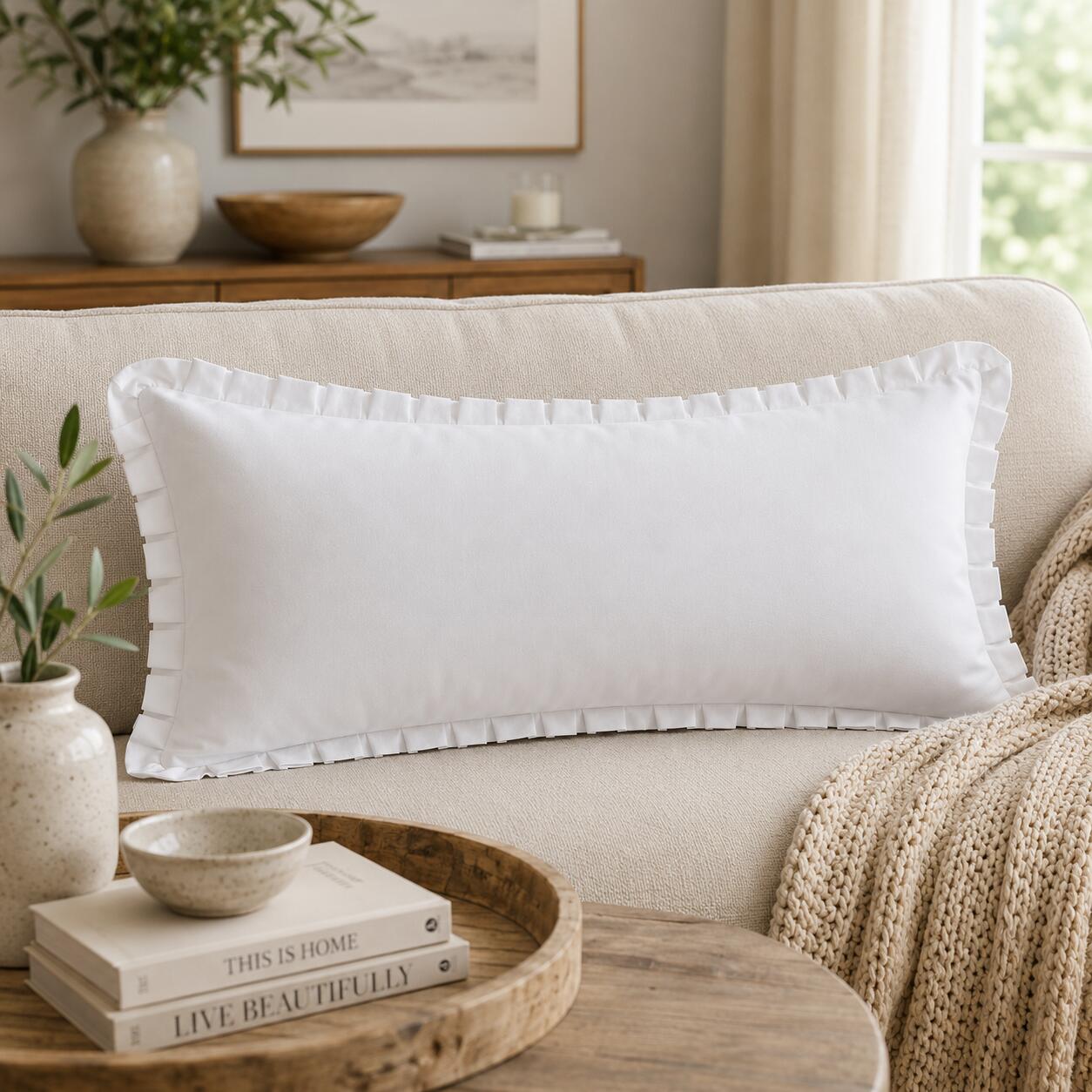 J. Queen Cottage Solid Decorative Throw Pillow, , rollover