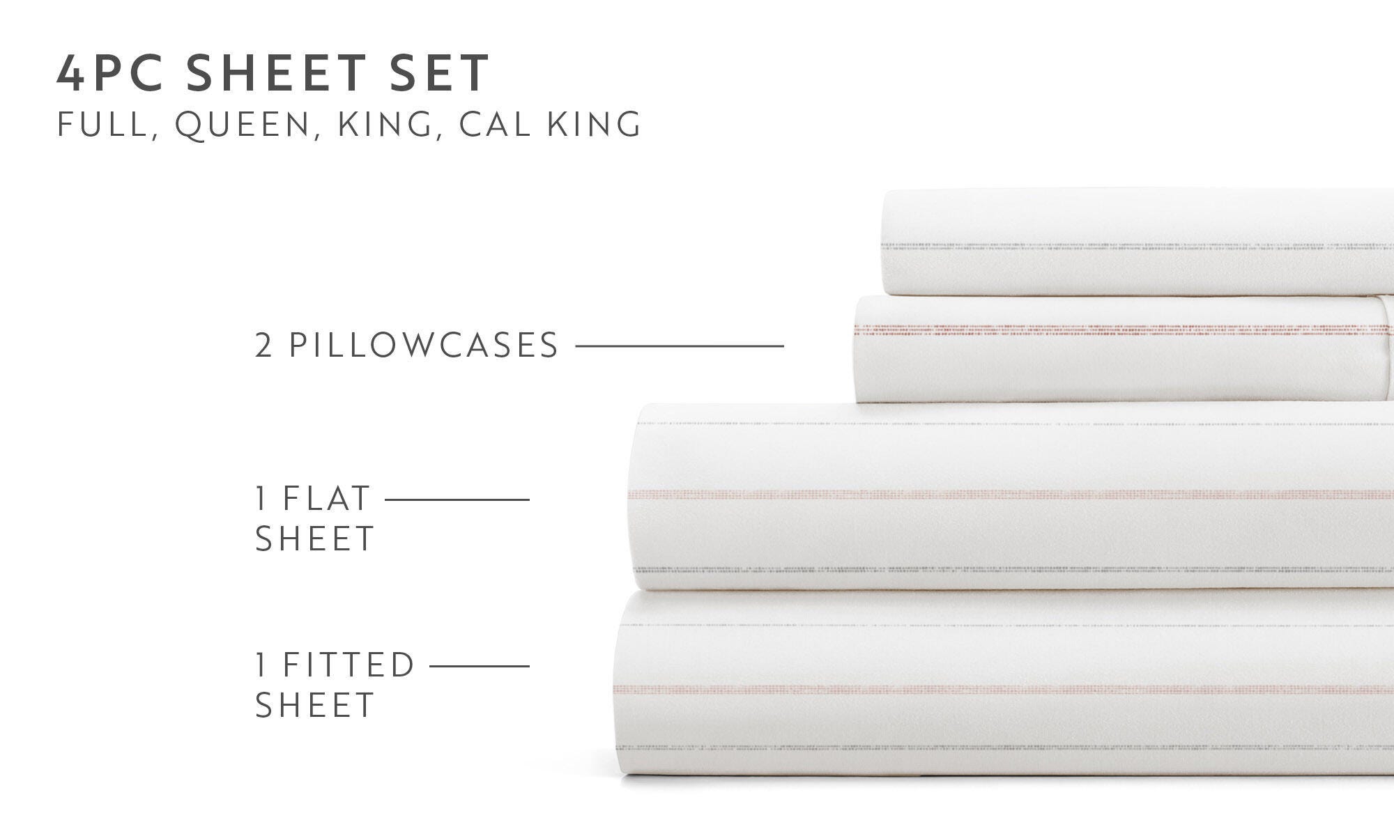 iEnjoy Home Soft Stitch 4 Piece Twin Sheet Set, Multi, large