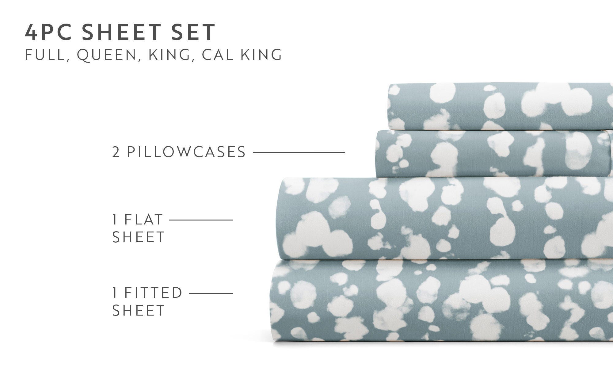iEnjoy Home Cloud Burst 4 Piece Twin Sheet Set, Blue, large