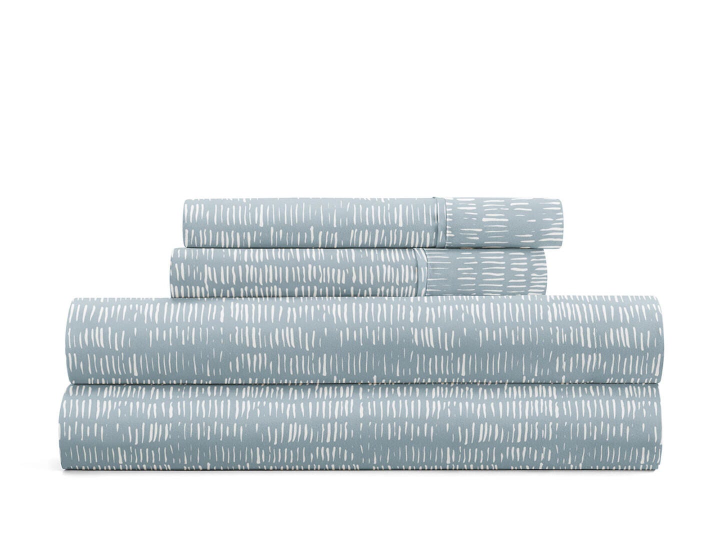 iEnjoy Home Dashed Lines 4 Piece California King Sheet Set, Blue, rollover