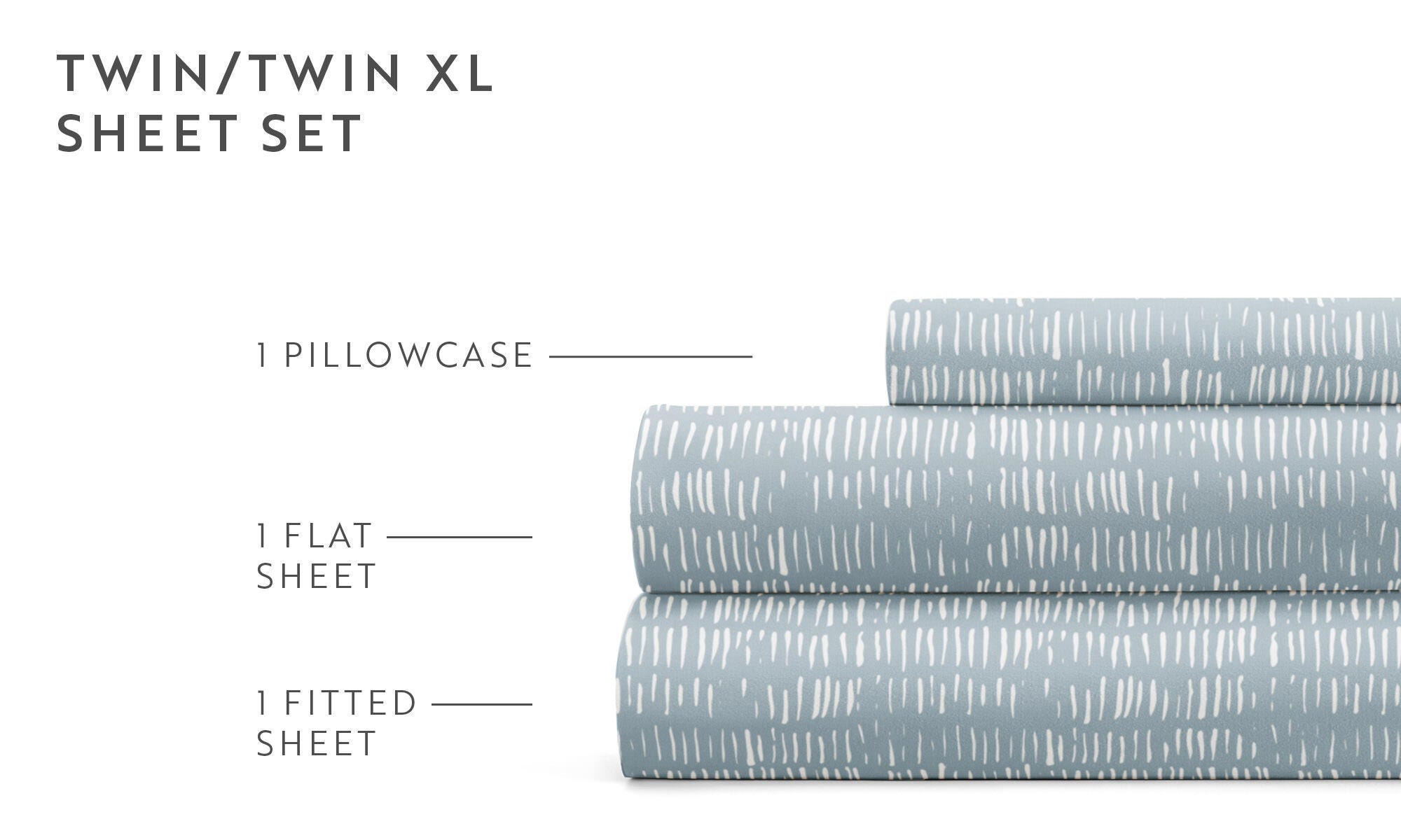 iEnjoy Home Dashed Lines 4 Piece California King Sheet Set, Sky Blue/Blue, large