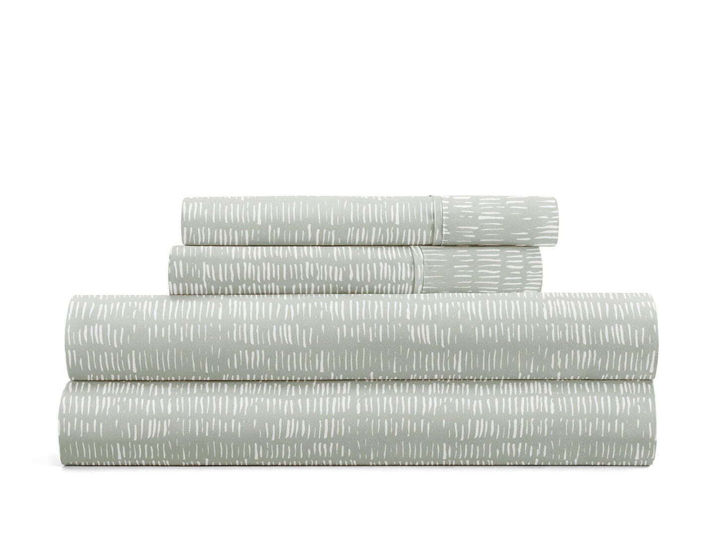 Ashley Ienjoy Home Dashed Lines 4 Piece Queen Sheet Set In Green Mist