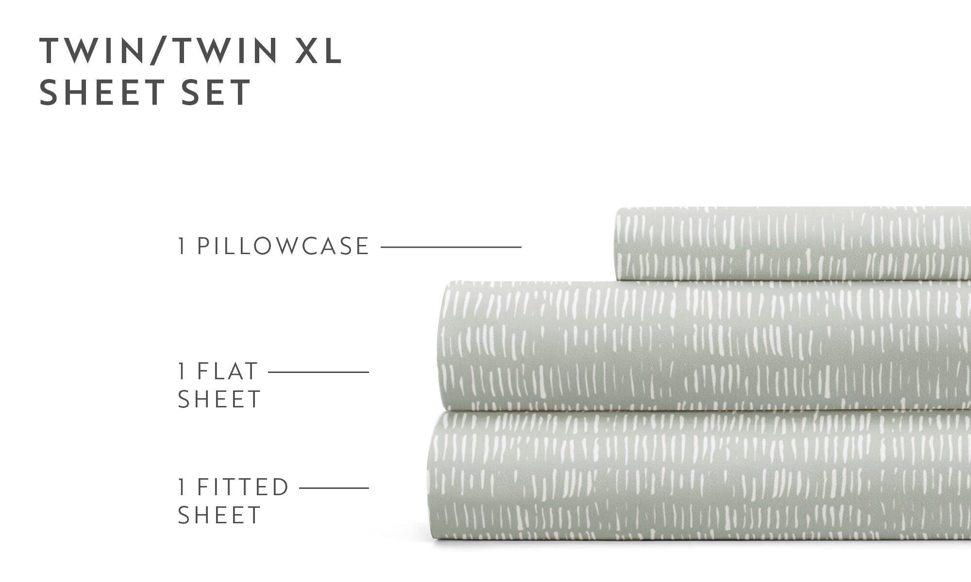 iEnjoy Home Dashed Lines 4 Piece Queen Sheet Set, Green Mist, large