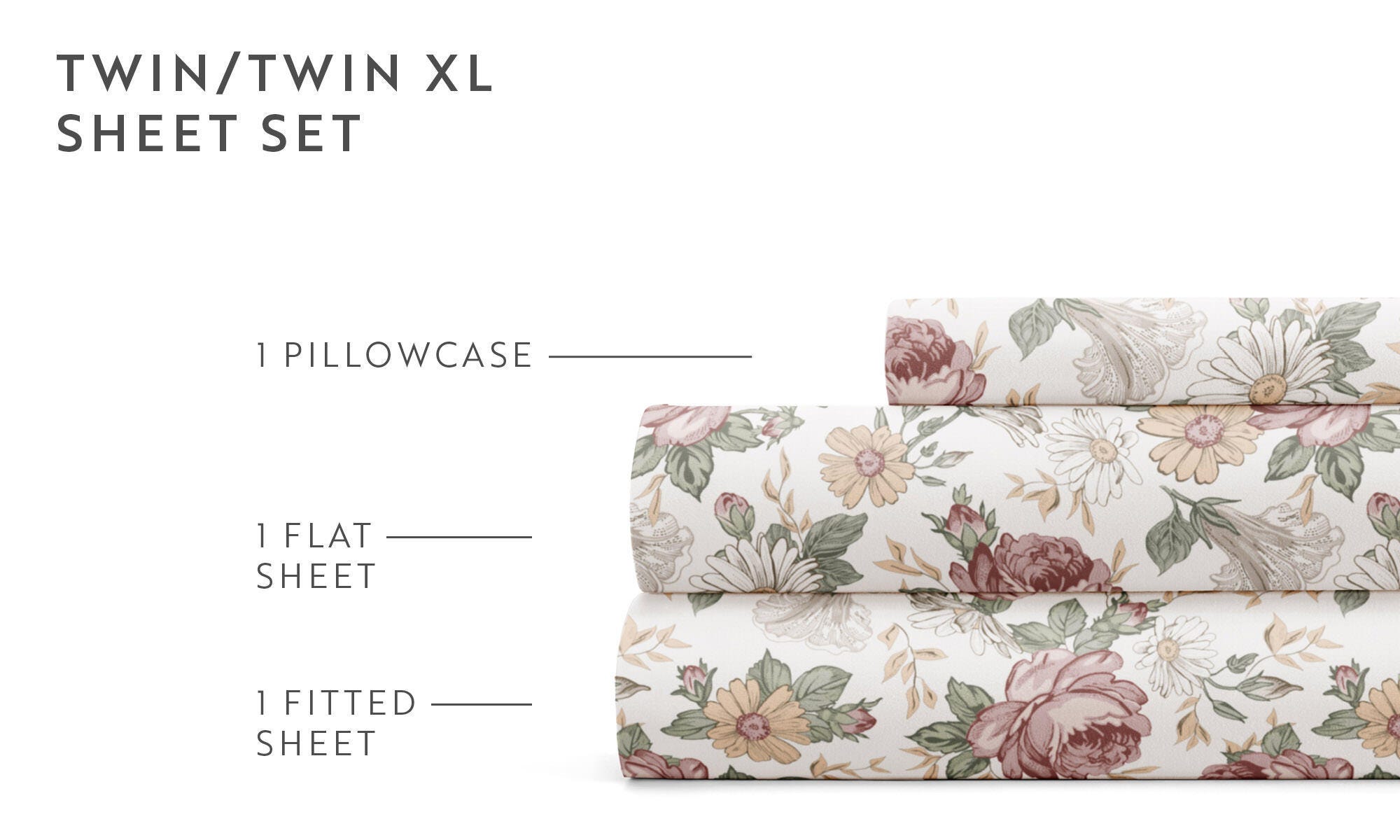 iEnjoy Home Blooming 4 Piece King Sheet Set, Rose, large