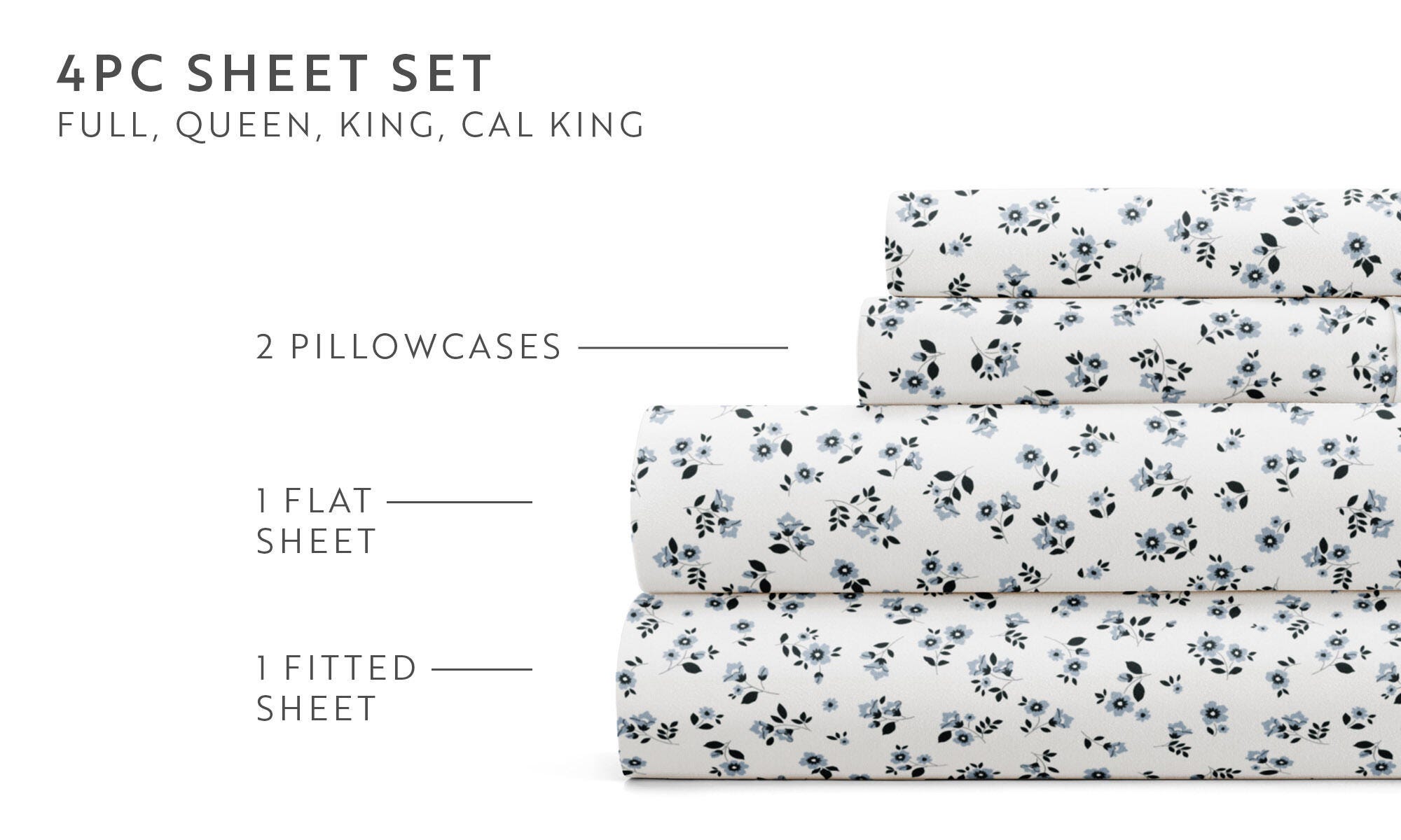 iEnjoy Home Brushed 4 Piece Twin Sheet Set, Blue, large