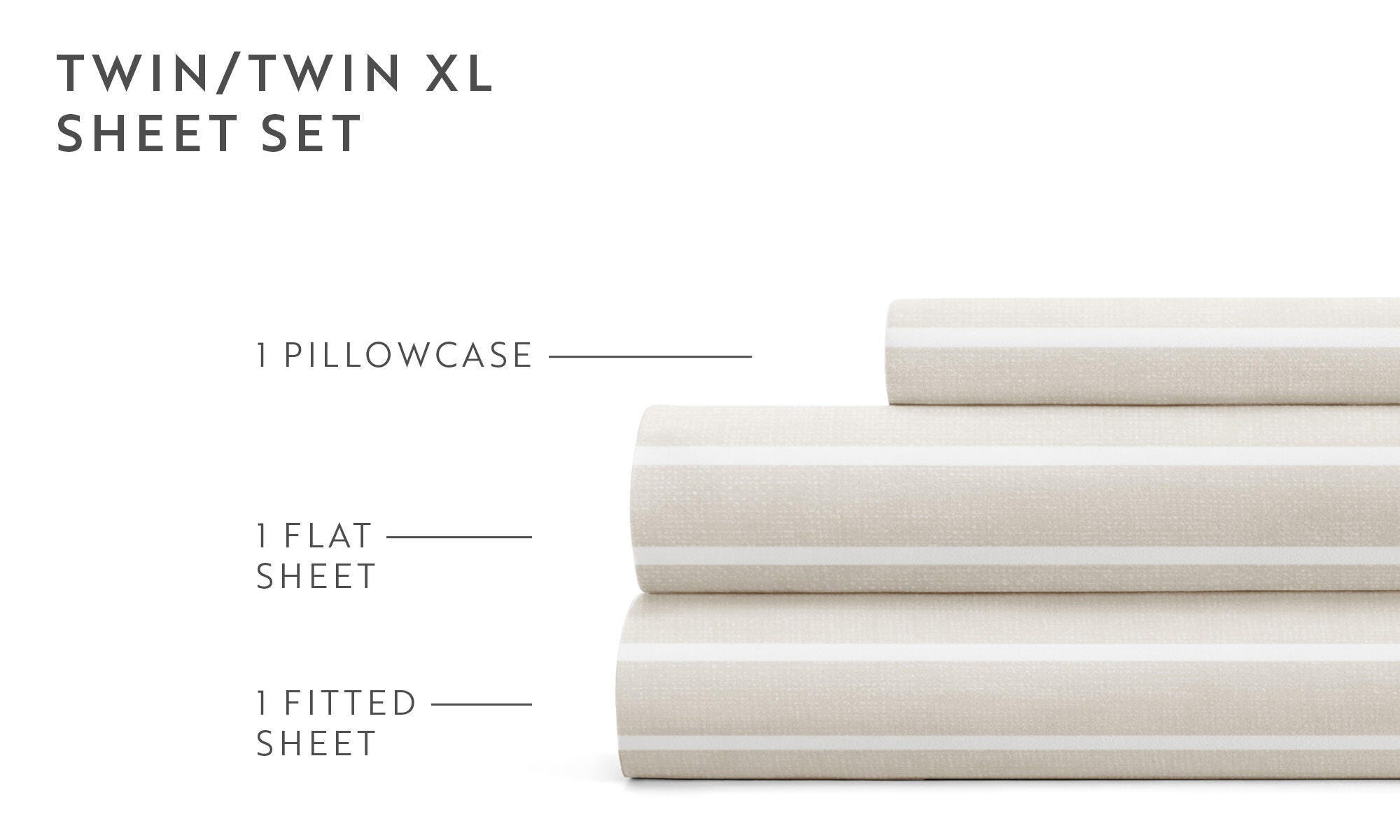 iEnjoy Home Awning 4 Piece Full Sheet Set, Natural, large