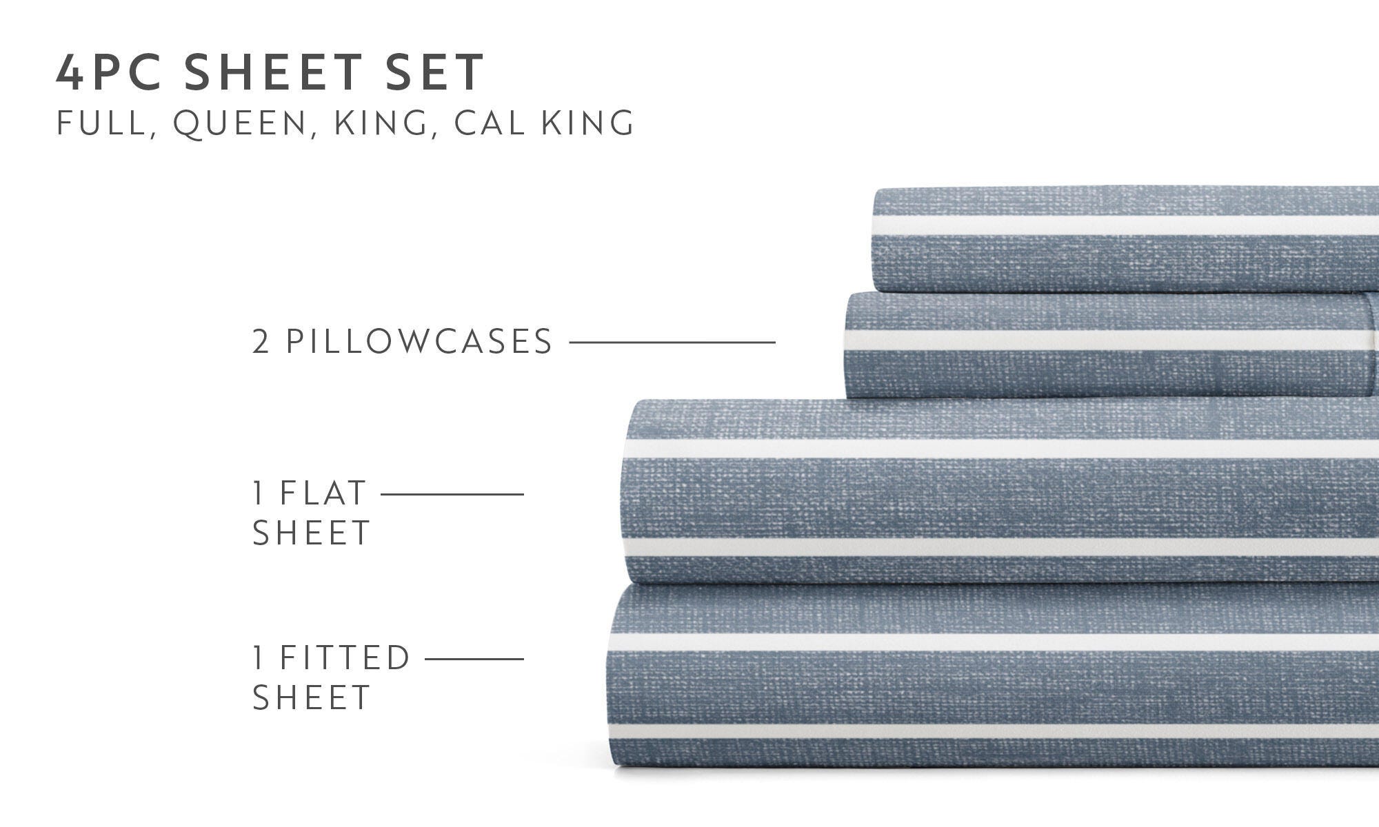 iEnjoy Home Awning 4 Piece Queen Sheet Set, Blue, large