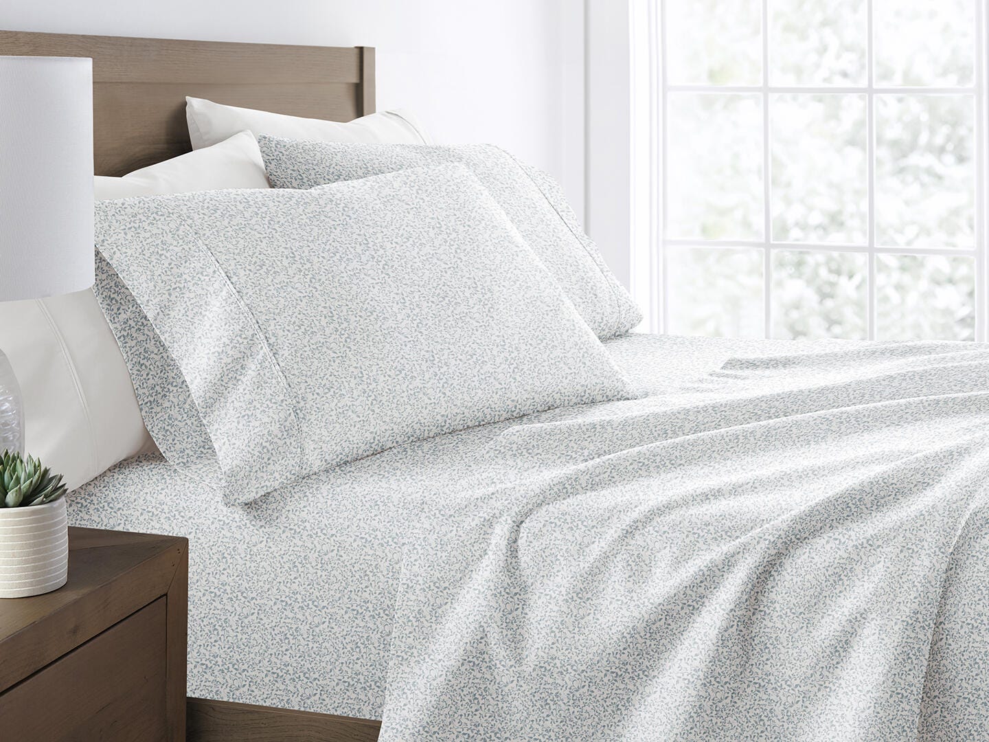 iEnjoy Home Vine 4 Piece Queen Sheet Set, Dusty Blue, large