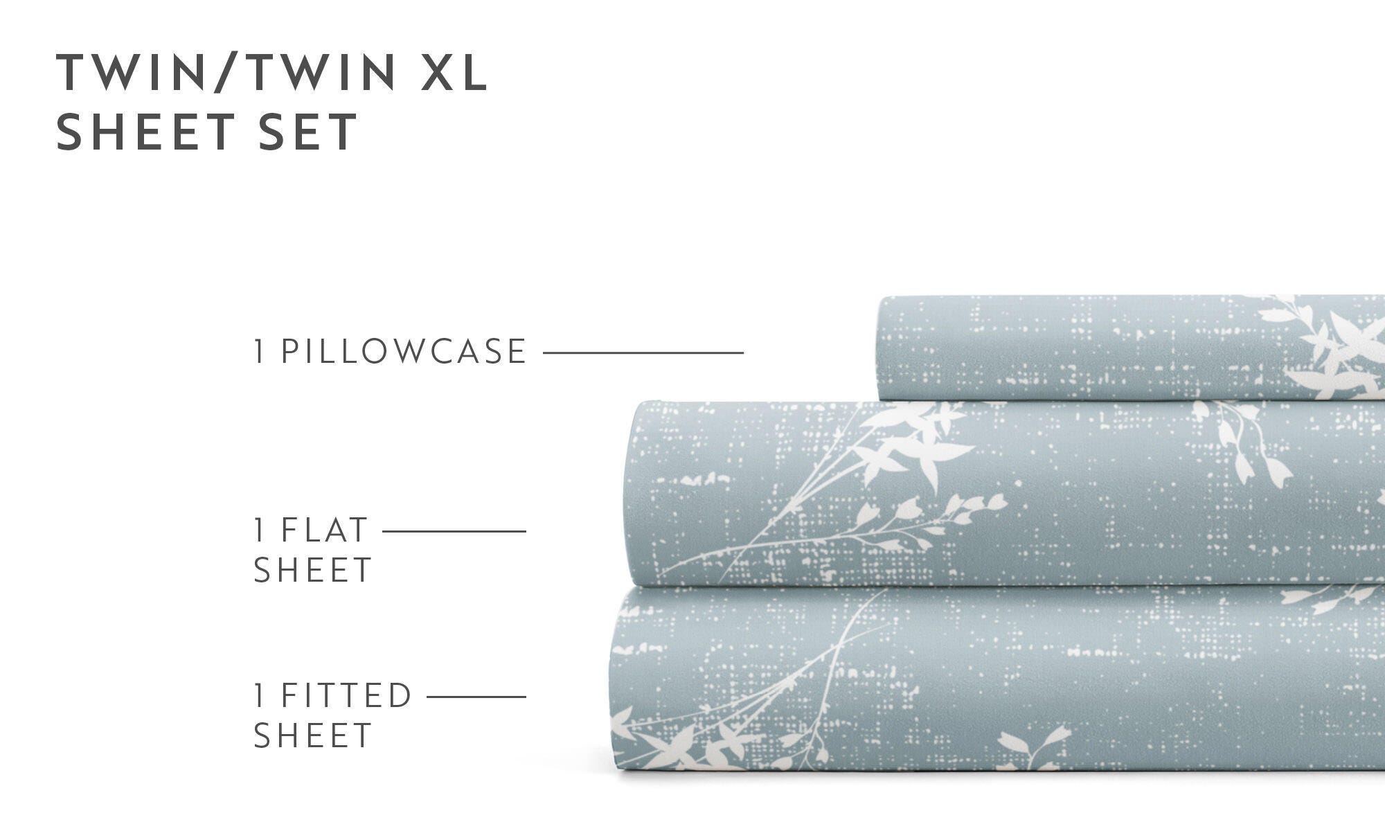 iEnjoy Home Willow 4 Piece Twin Sheet Set, Blue, large