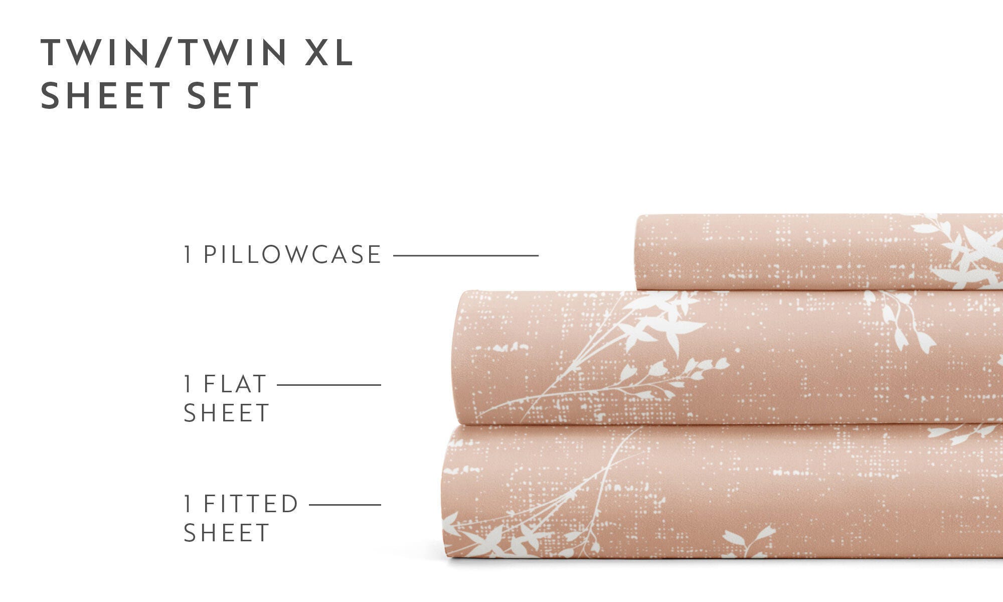 iEnjoy Home Willow 4 Piece California King Sheet Set, Apricot, large