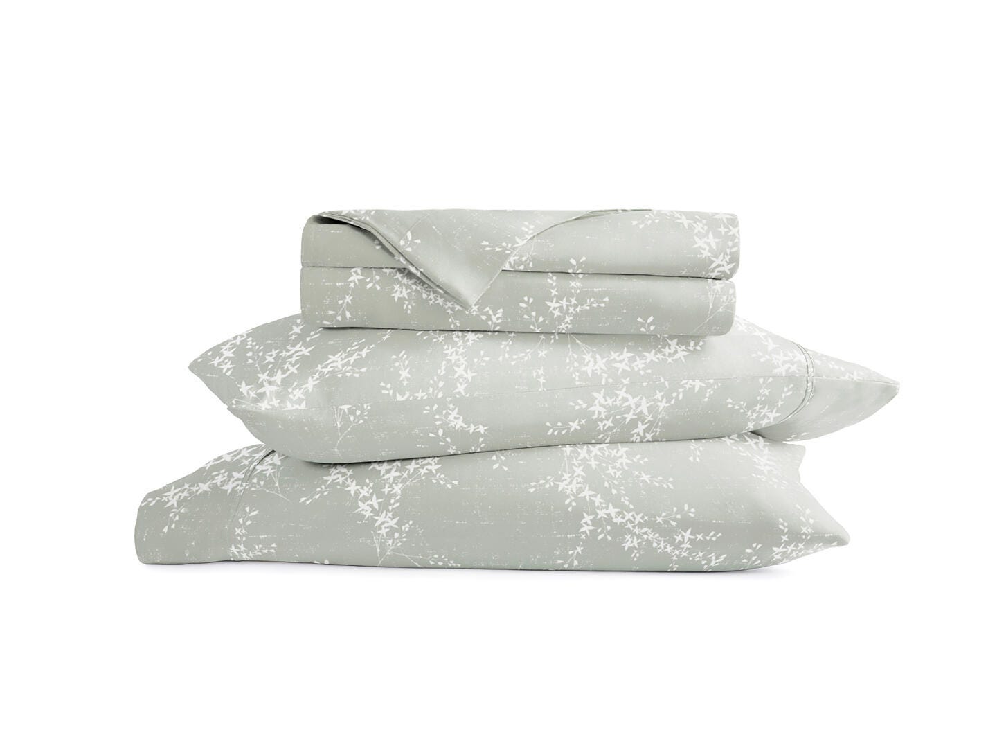 iEnjoy Home Willow 4 Piece King Sheet Set, Green Mist, rollover