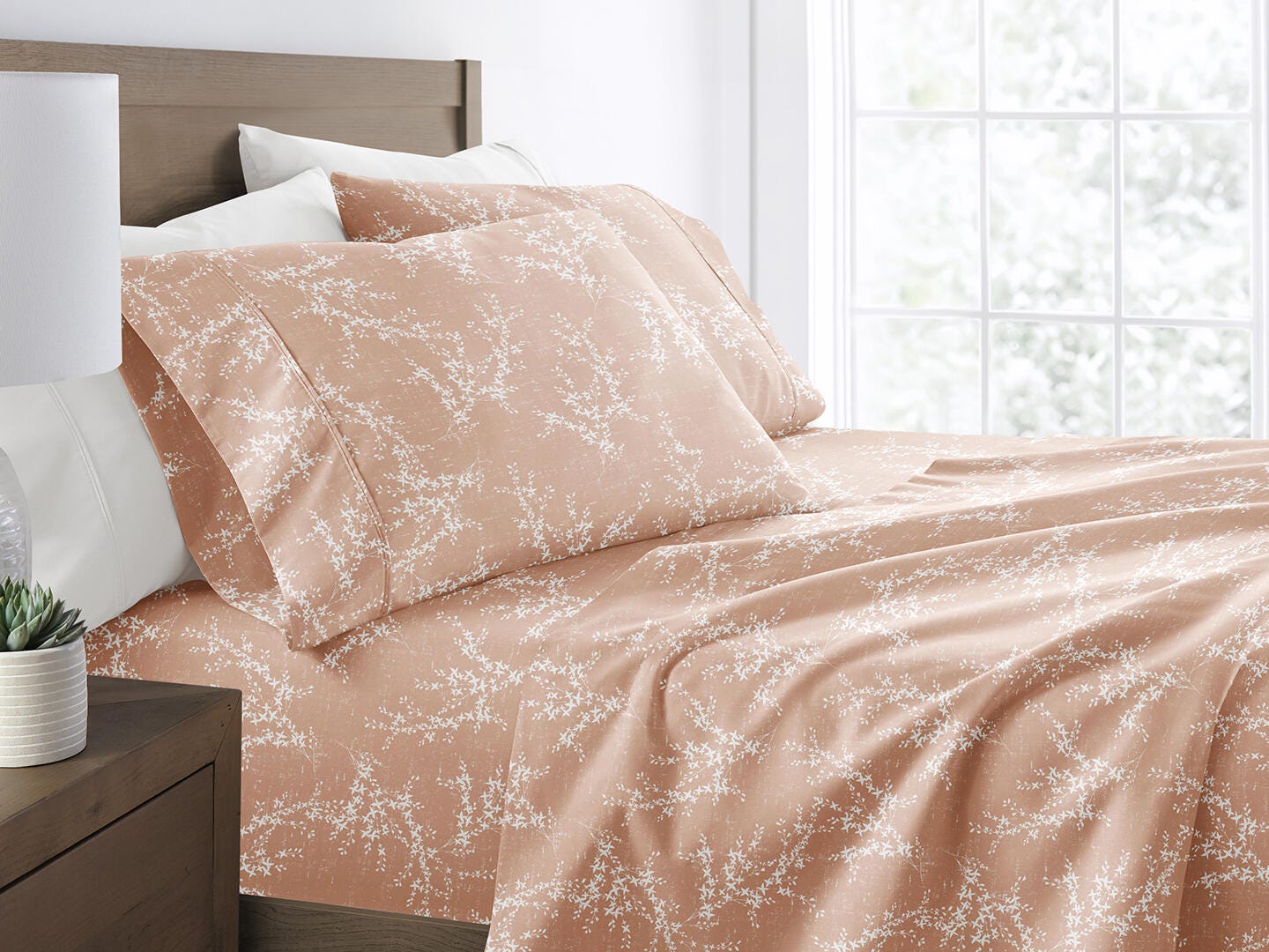 iEnjoy Home Willow 4 Piece Queen Sheet Set, Apricot, large