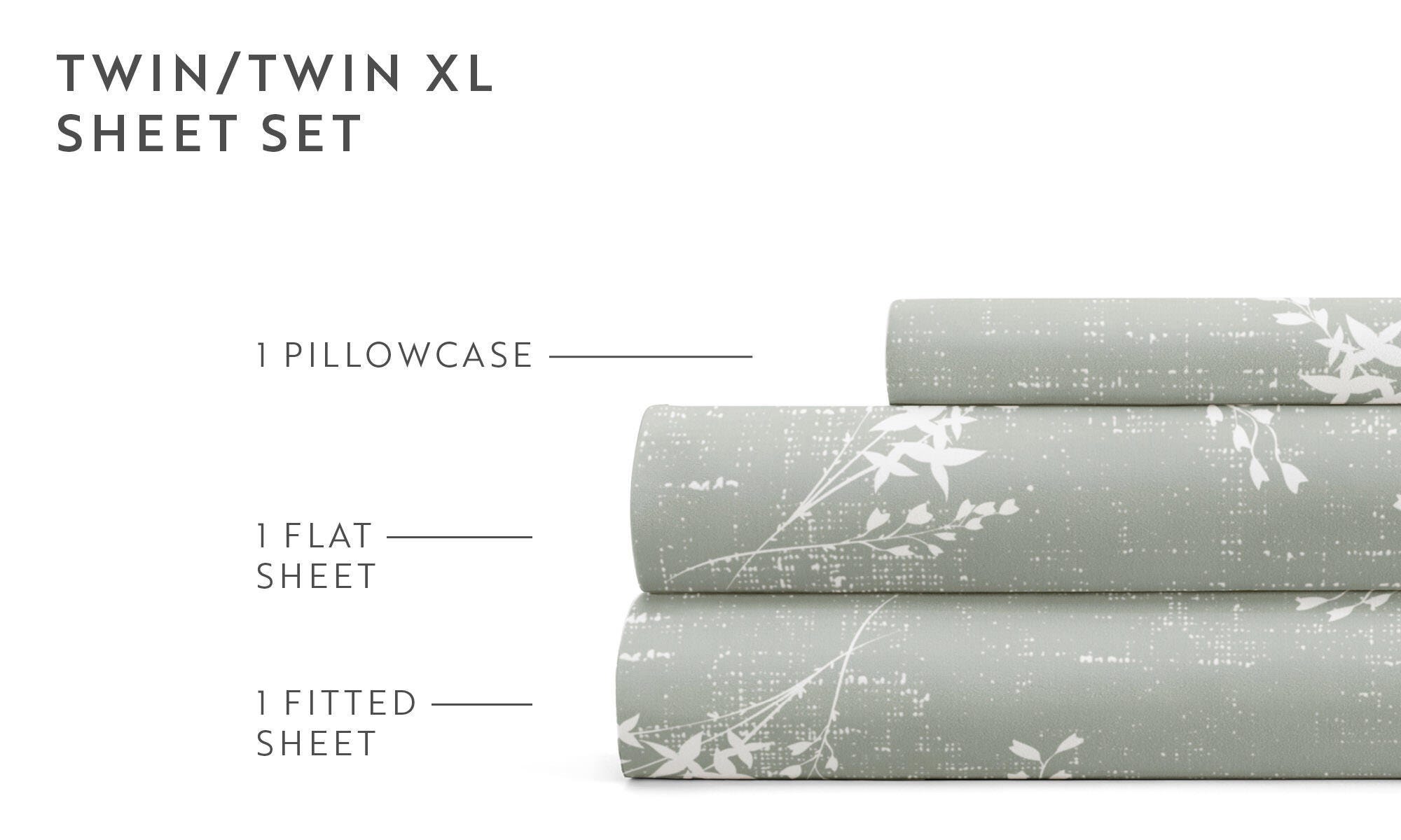 iEnjoy Home Willow 4 Piece Queen Sheet Set, Green Mist, large