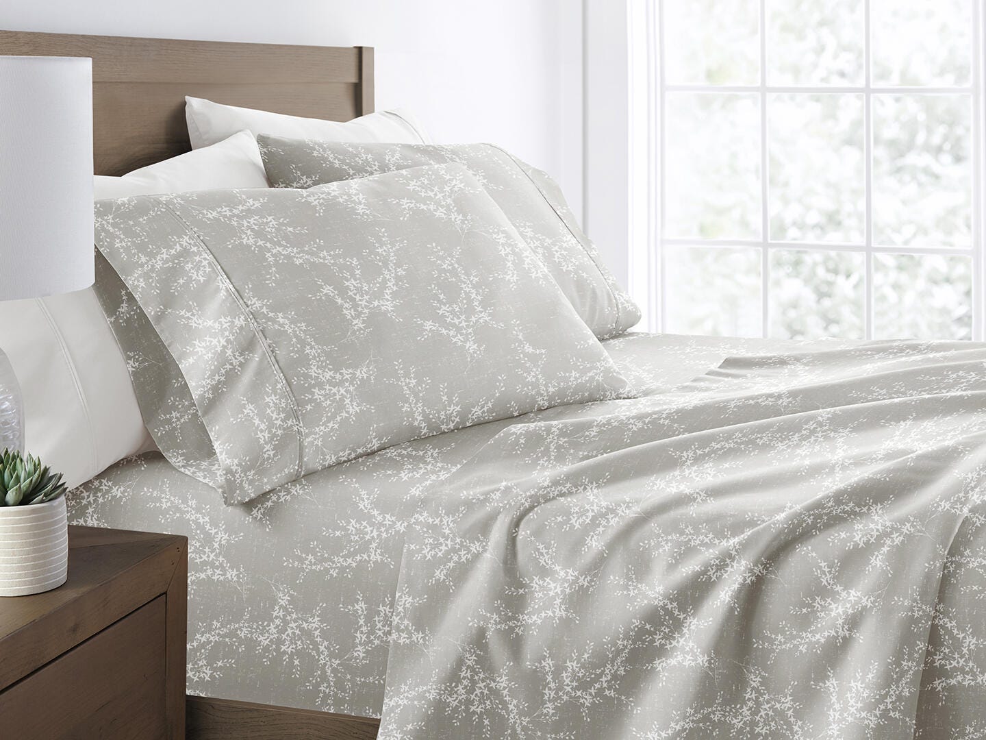 iEnjoy Home Willow 4 Piece Queen Sheet Set, Harbour Mist, large