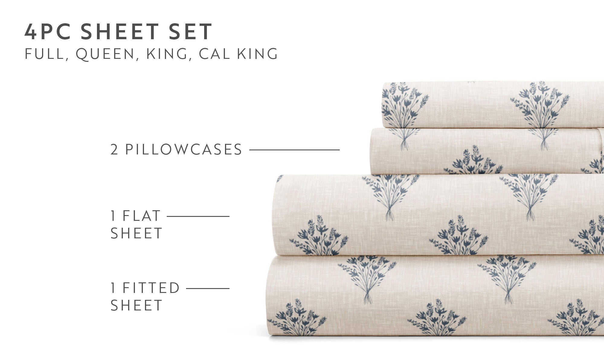 iEnjoy Home 4 Piece King Sheet Set, Navy Blue, large