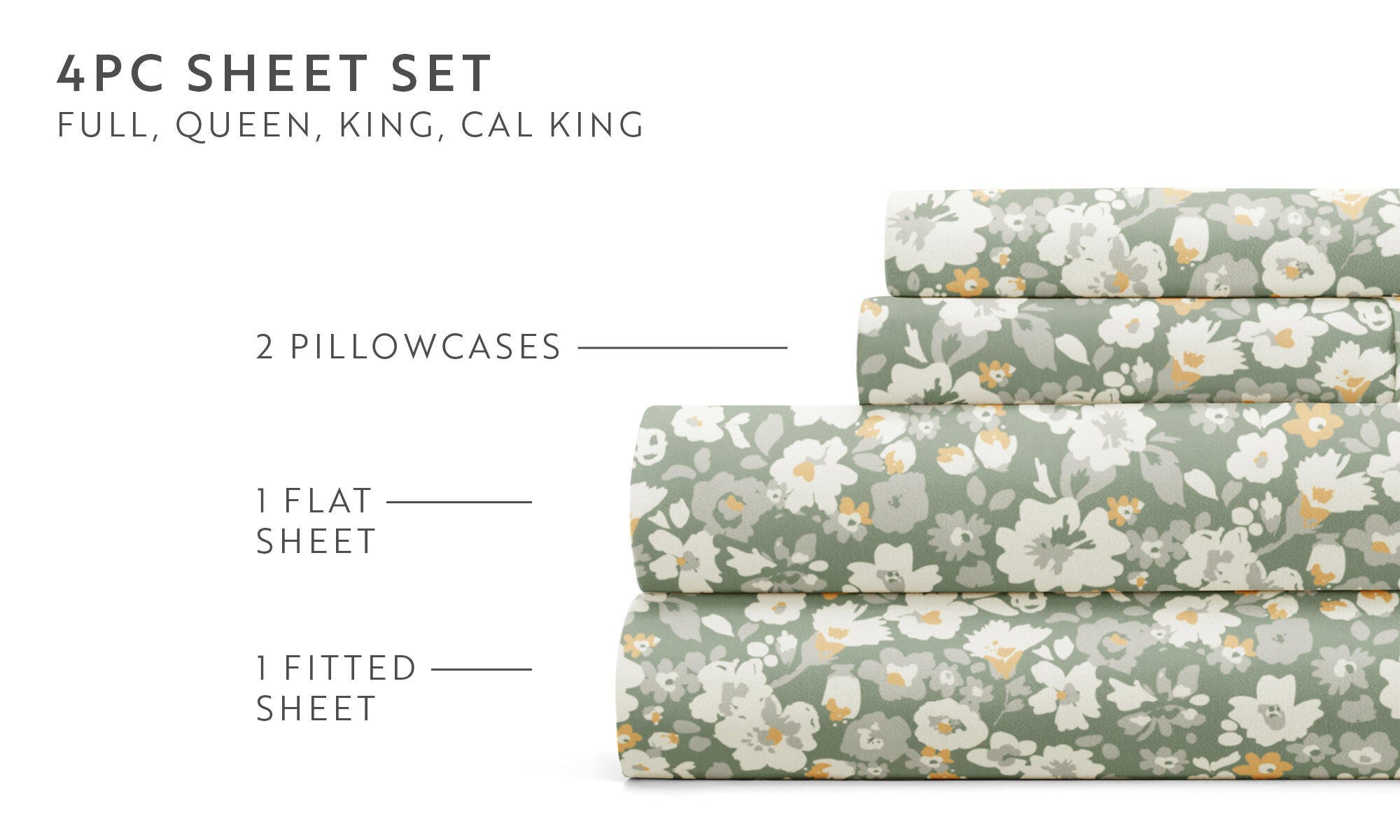 iEnjoy Home Dream 4 Piece Queen Sheet Set, Eucalyptus/Green, large