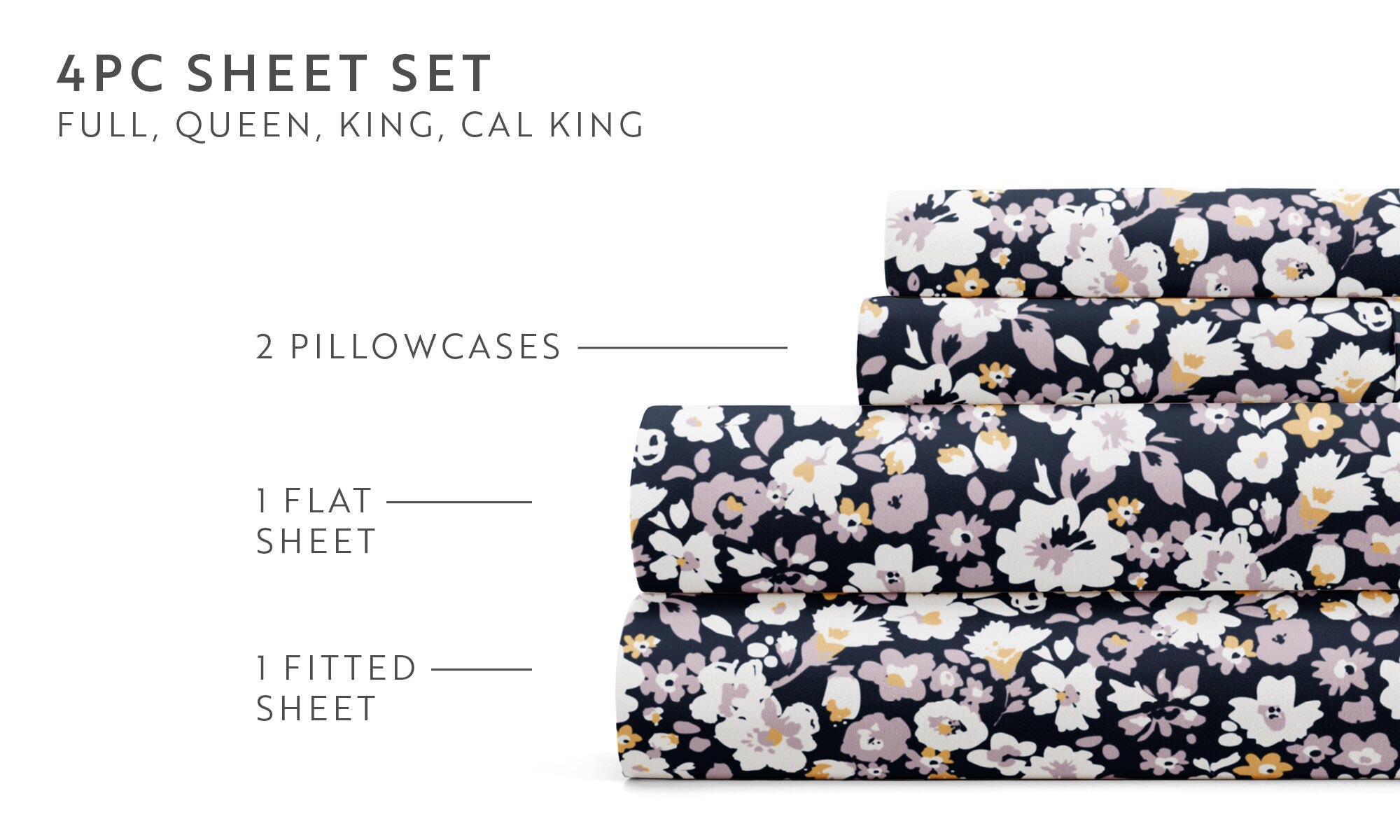 iEnjoy Home Dream 4 Piece Twin Sheet Set, Navy, large