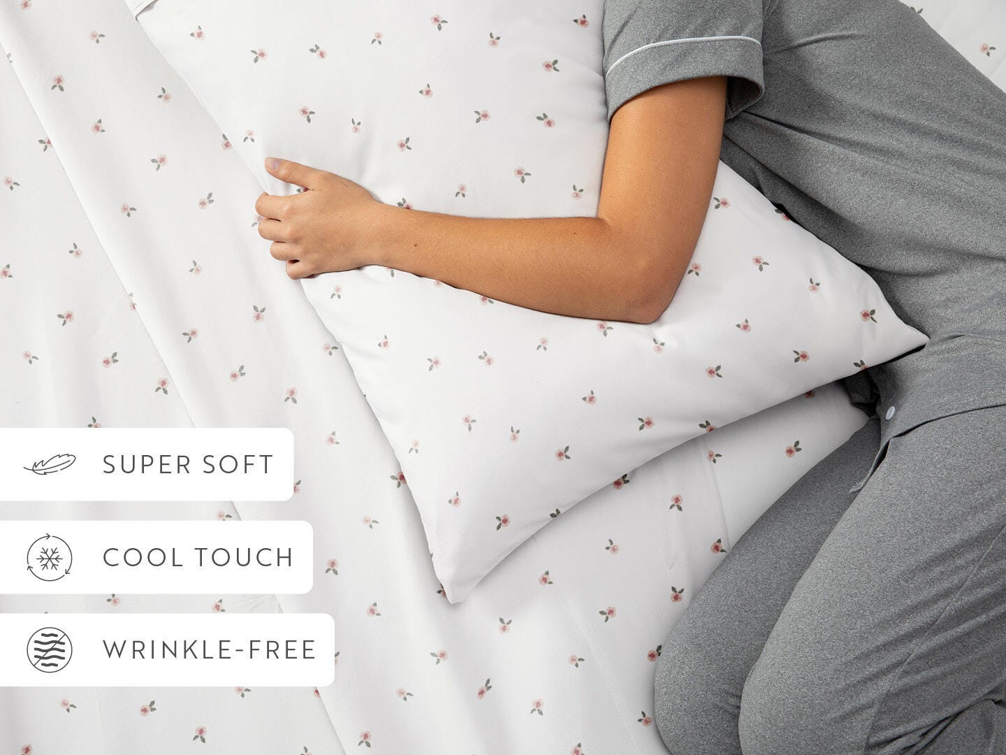 iEnjoy Home Floral 4 Piece Full Sheet Set, Pink, large
