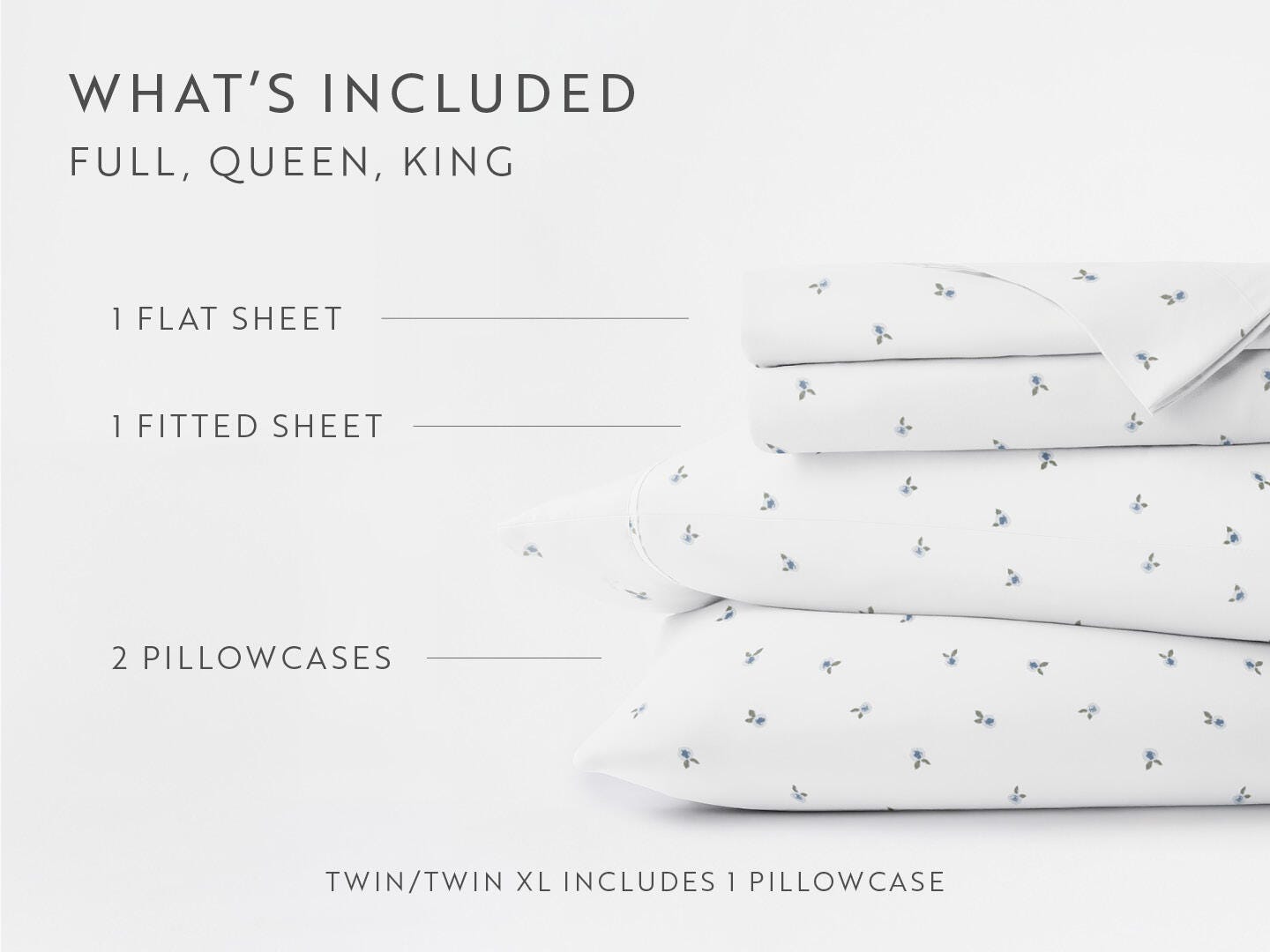 iEnjoy Home Floral 4 Piece Queen Sheet Set, White/Blue, large