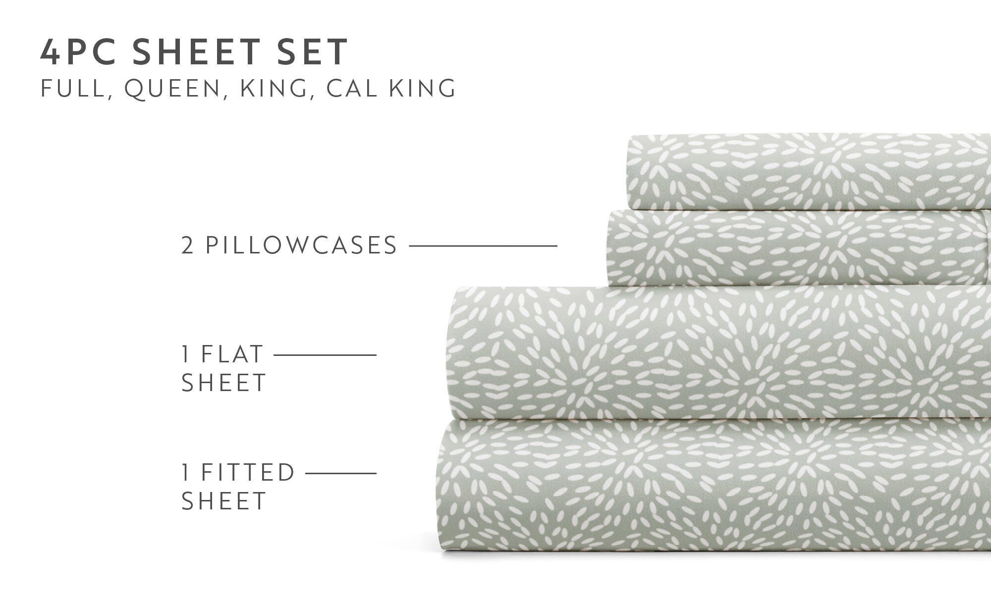 iEnjoy Home Double Brushed Pattern 4 Piece Full Sheet Set, Green, large