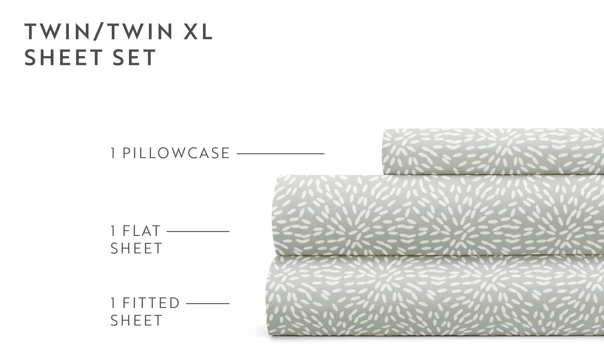 iEnjoy Home Double Brushed Pattern 4 Piece Full Sheet Set, Green, large