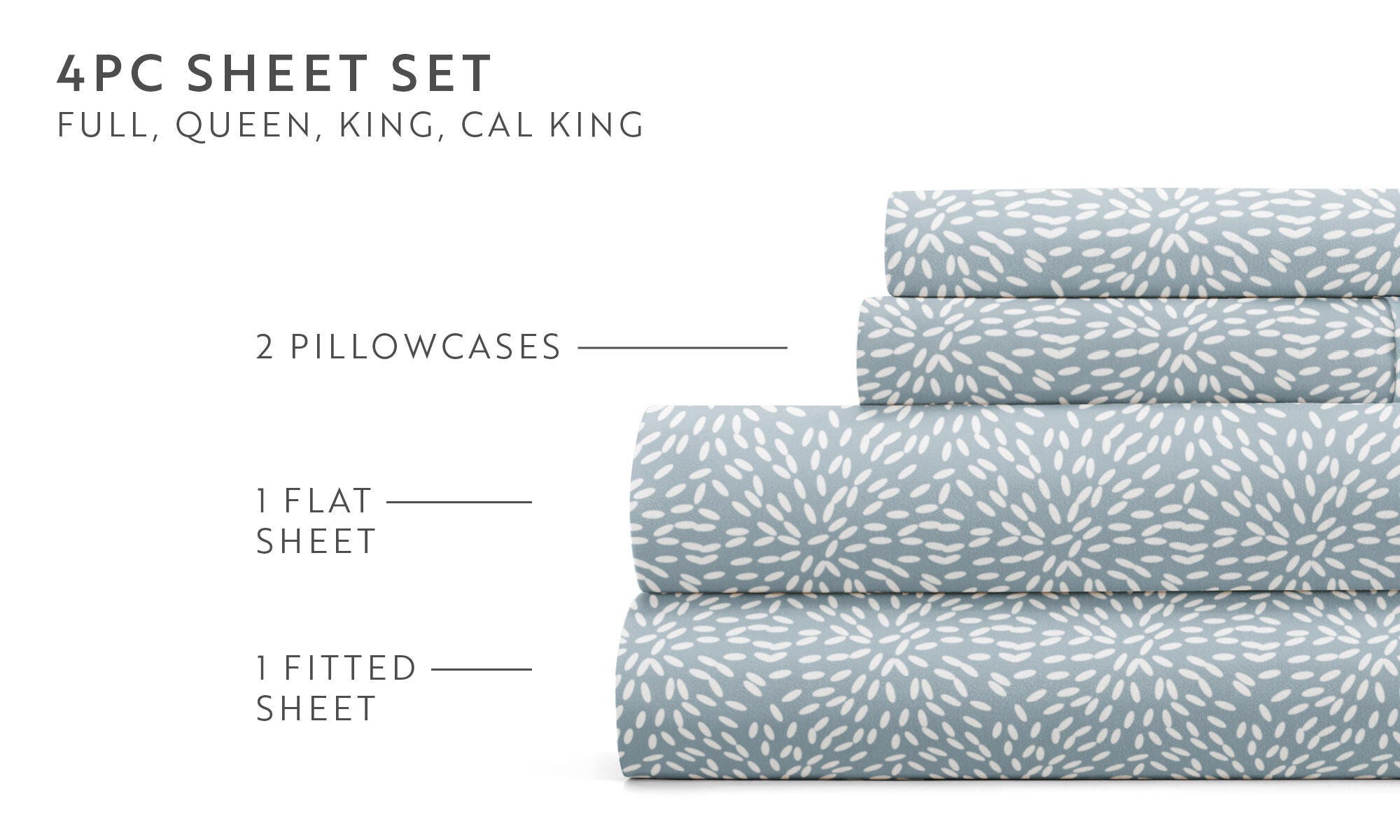 iEnjoy Home Double Brushed Pattern 4 Piece Queen Sheet Set, Sky Blue, large