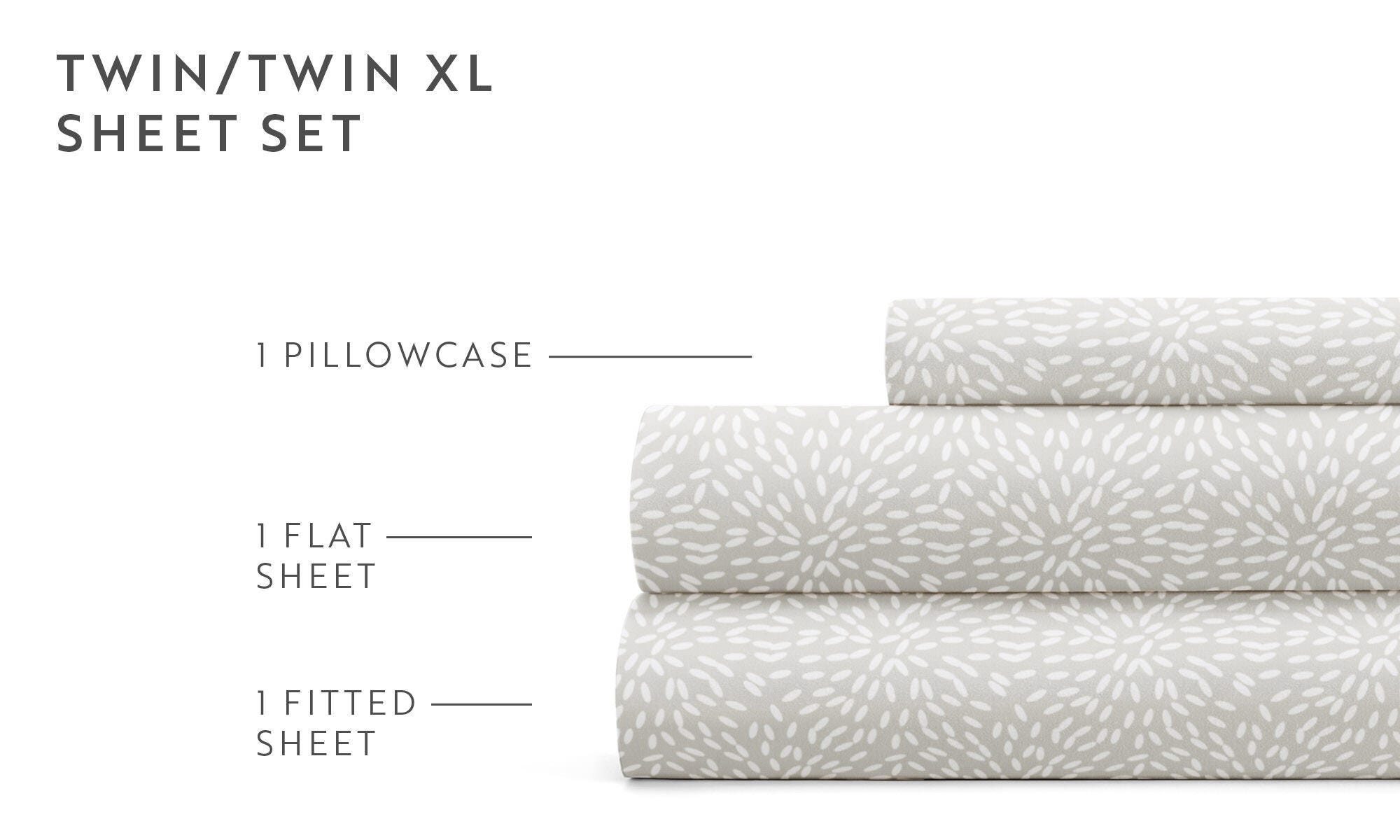 iEnjoy Home Double Brushed Pattern 4 Piece Twin Sheet Set, Light Gray, large